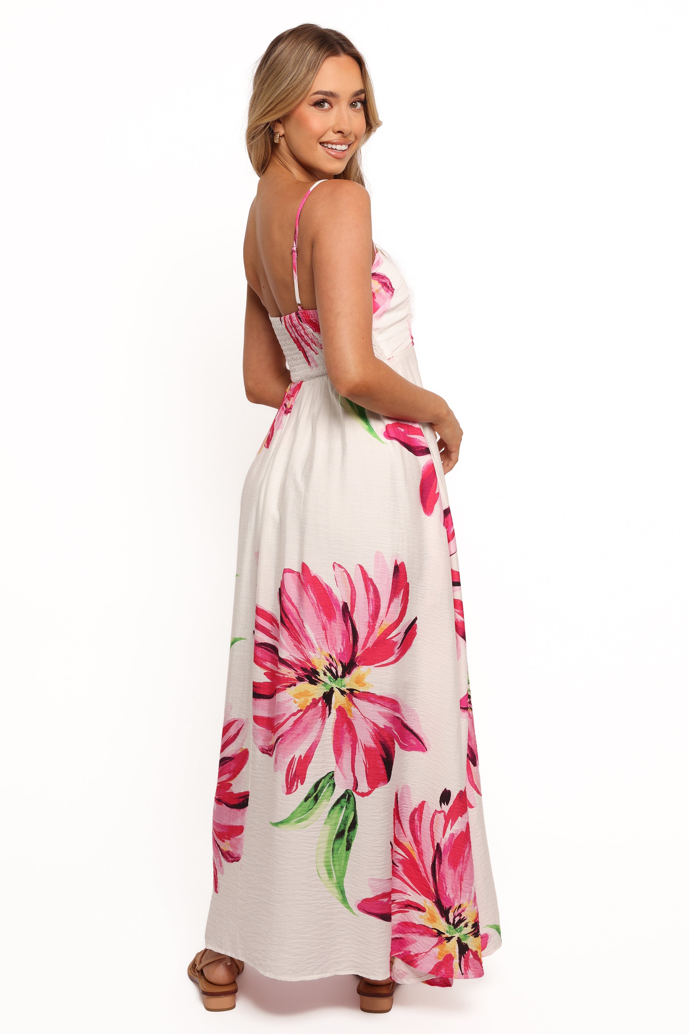 Verity Floral Maxi Dress with Adjustable Straps - Pink