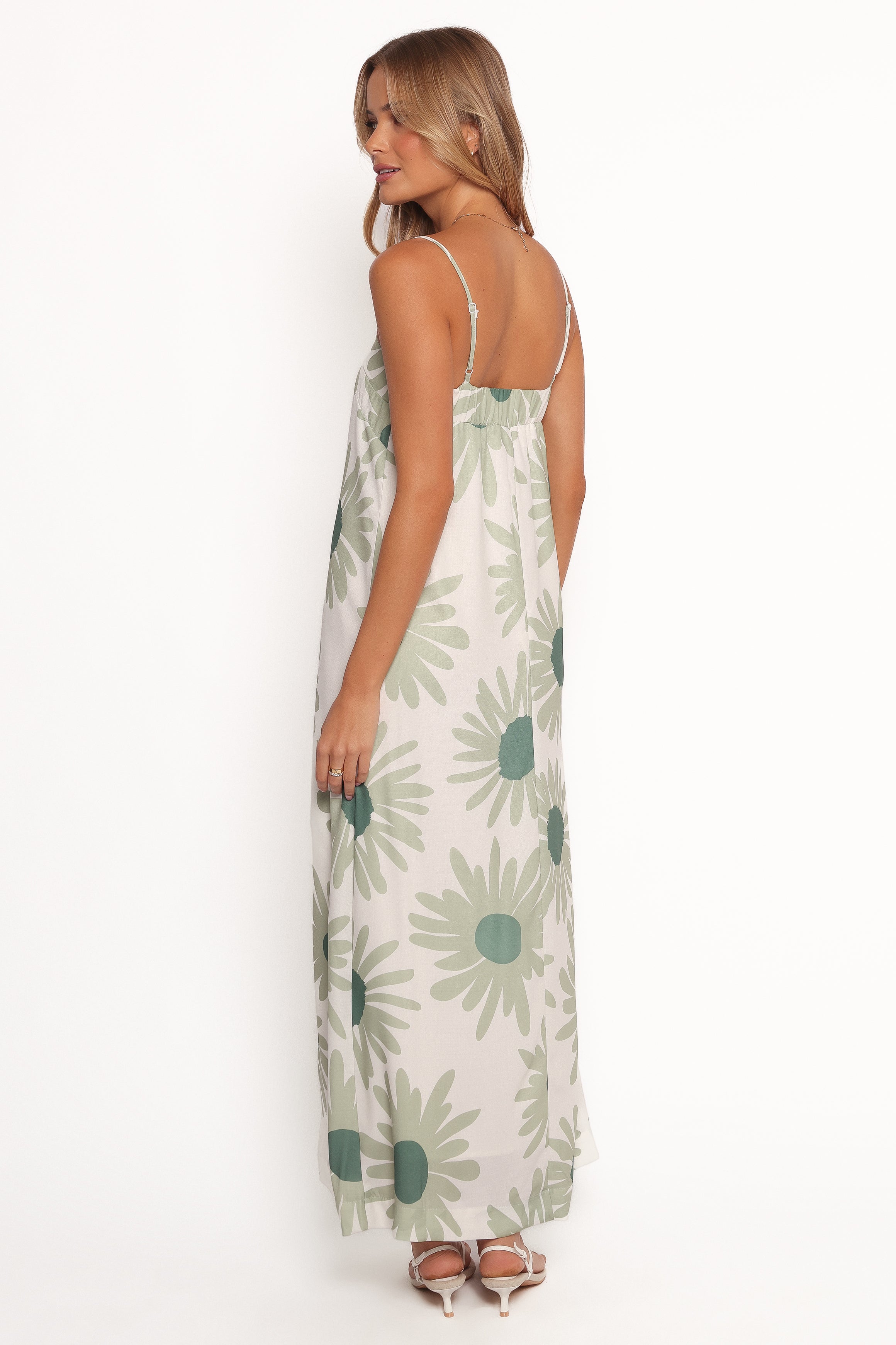 Wilson Floral Maxi Dress - Green Square Neck Sleeveless