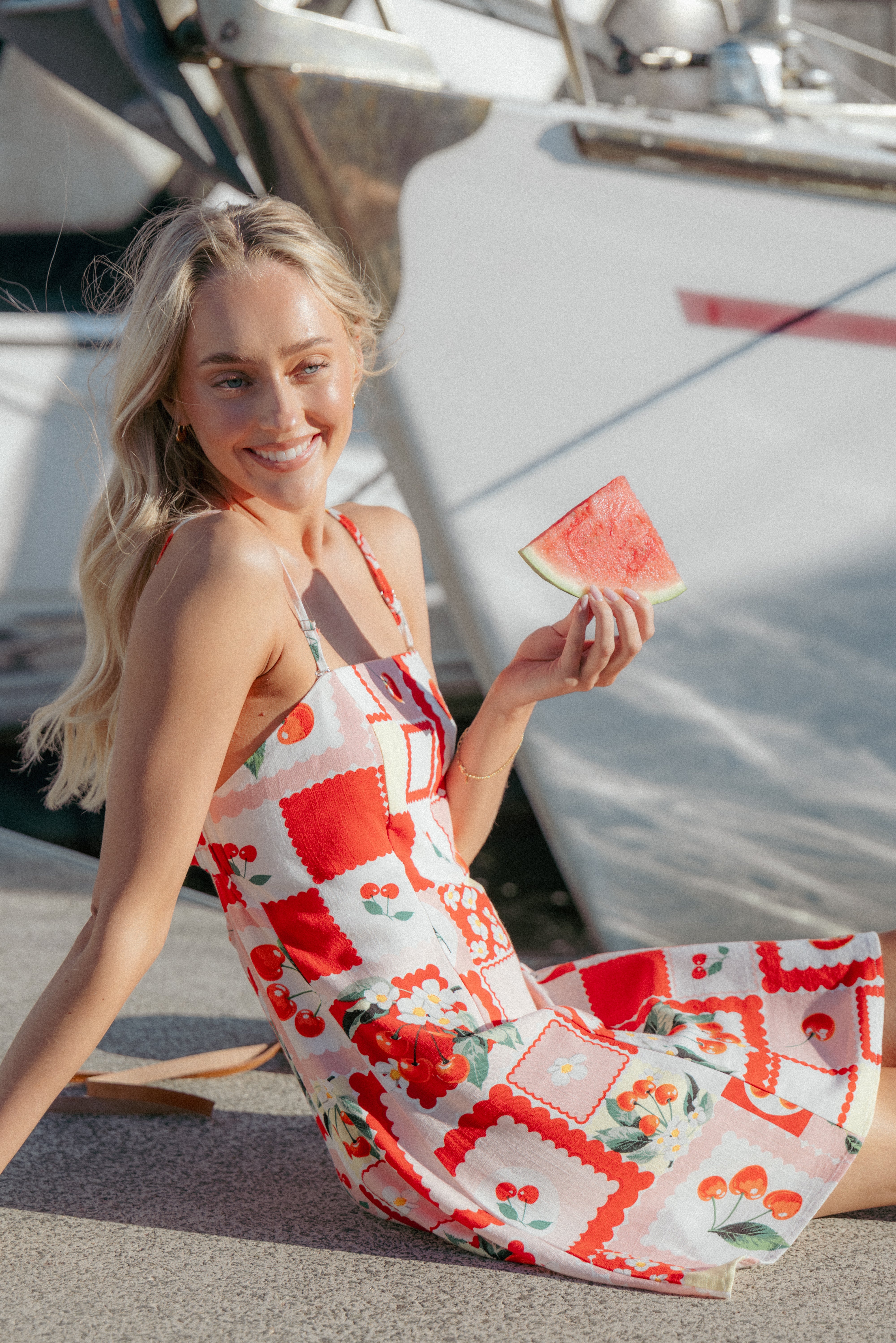 Loredana Cherry Print Mini Dress with Adjustable Straps