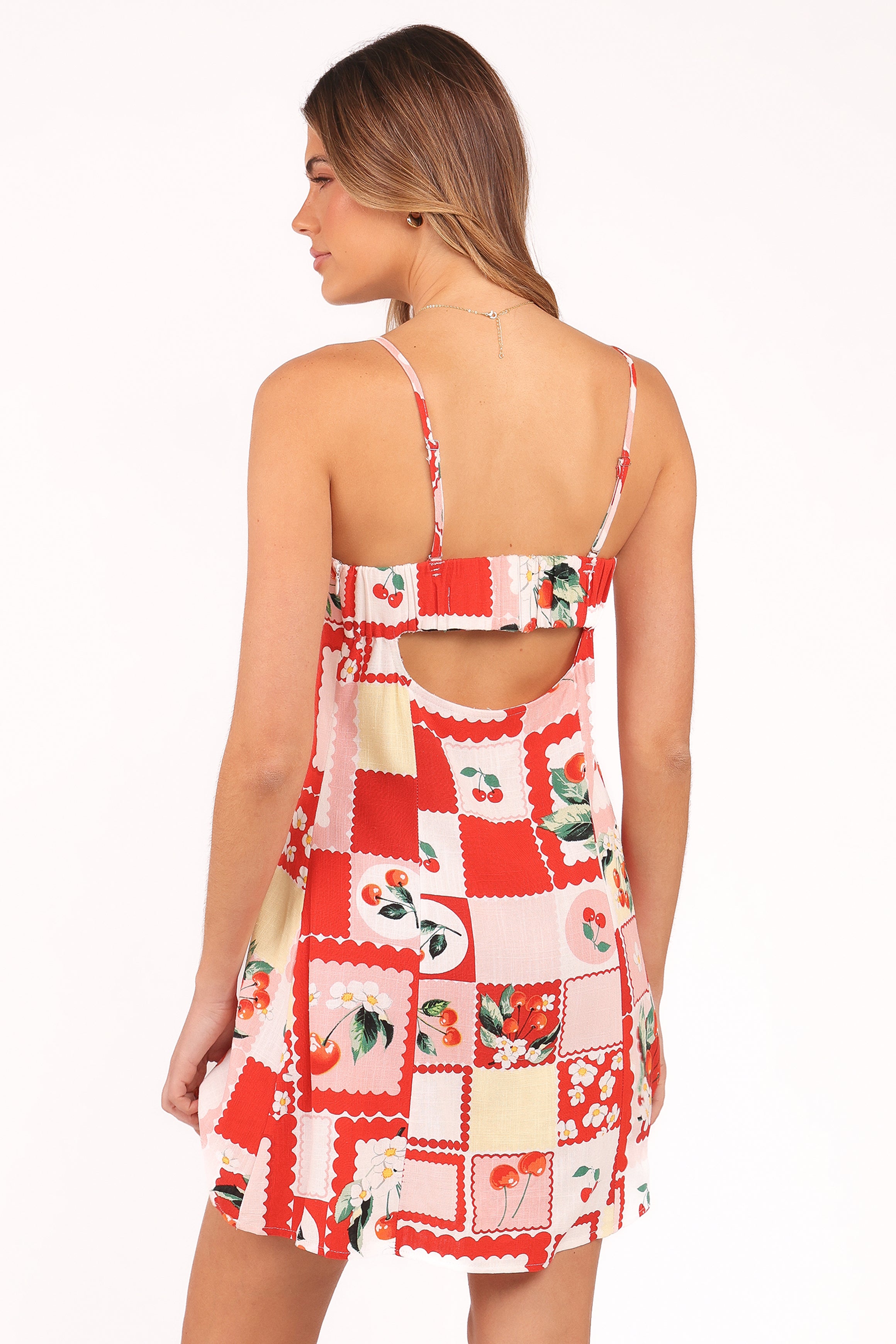 Loredana Cherry Print Mini Dress with Adjustable Straps