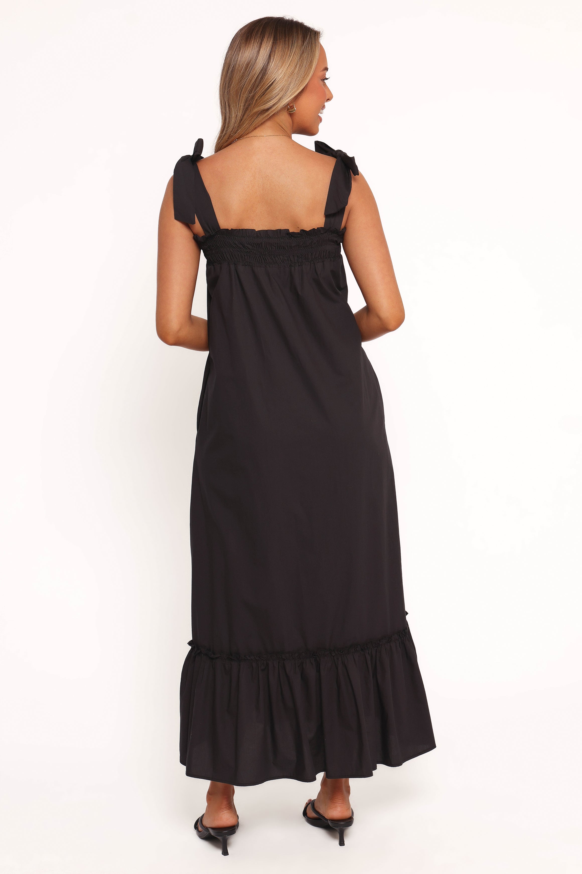 Irina Cotton Maxi Dress with Pockets - Black Summer Dress