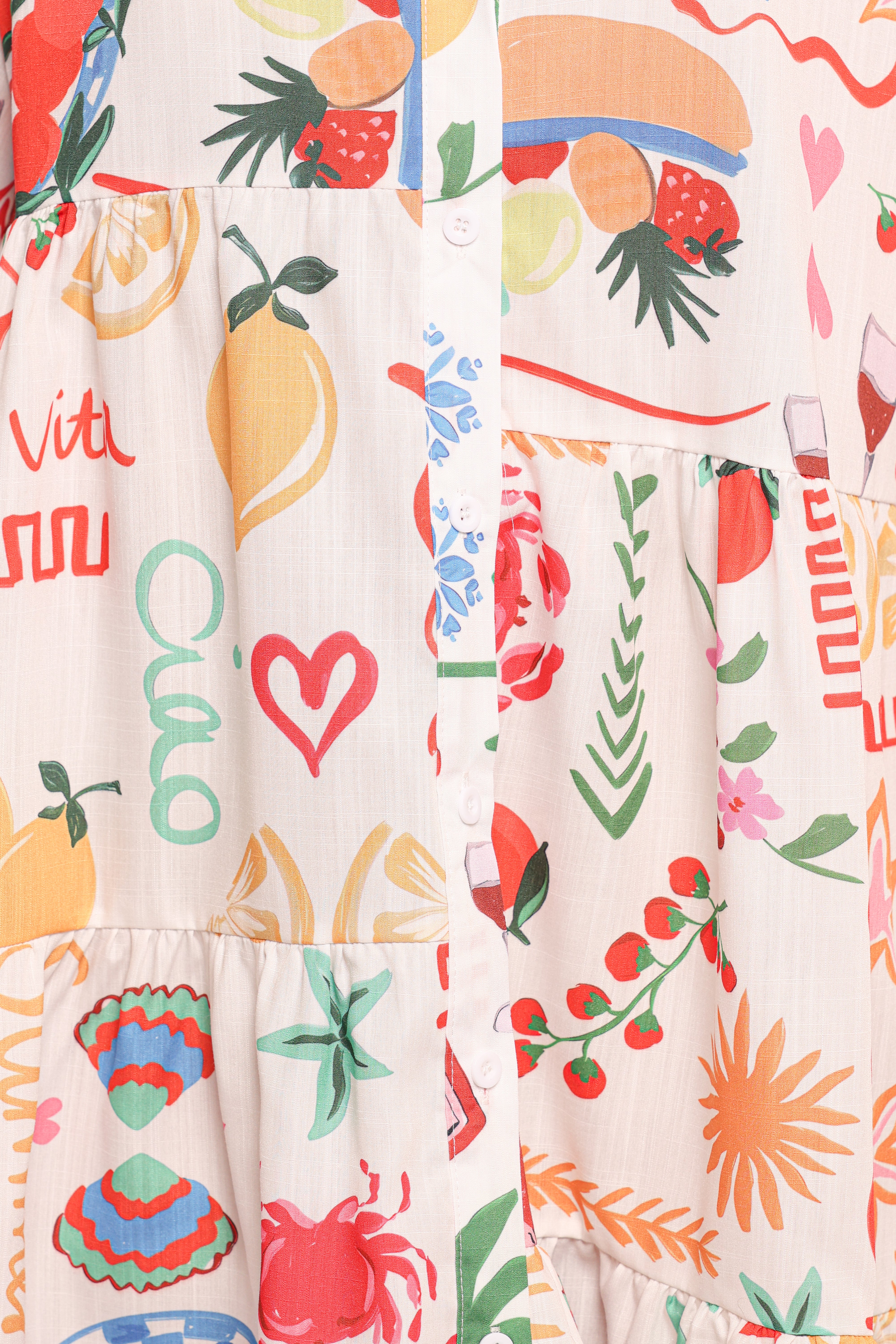 Peachy Mini Linen Dress - Flared Cuff & Tiered Skirt