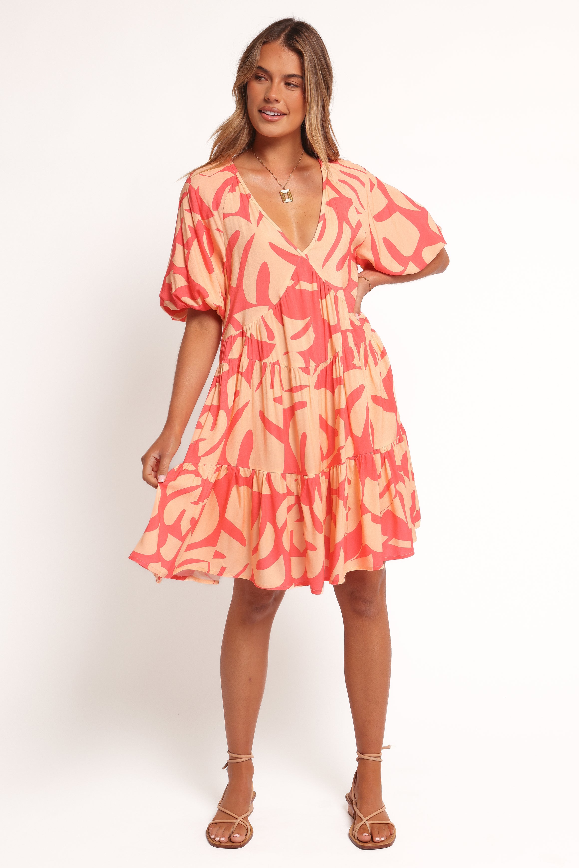 Corinna Floral Print Mini Dress with Pockets - Rayon