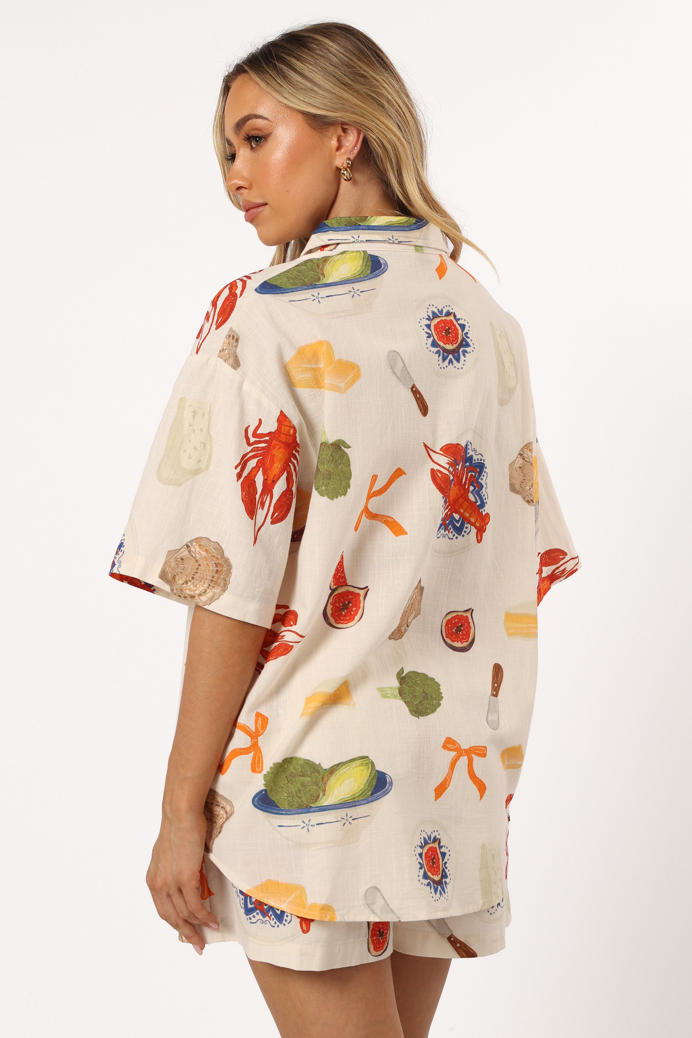 Women's Cream Abstract Print Button-Down Shirt - Hampton Top