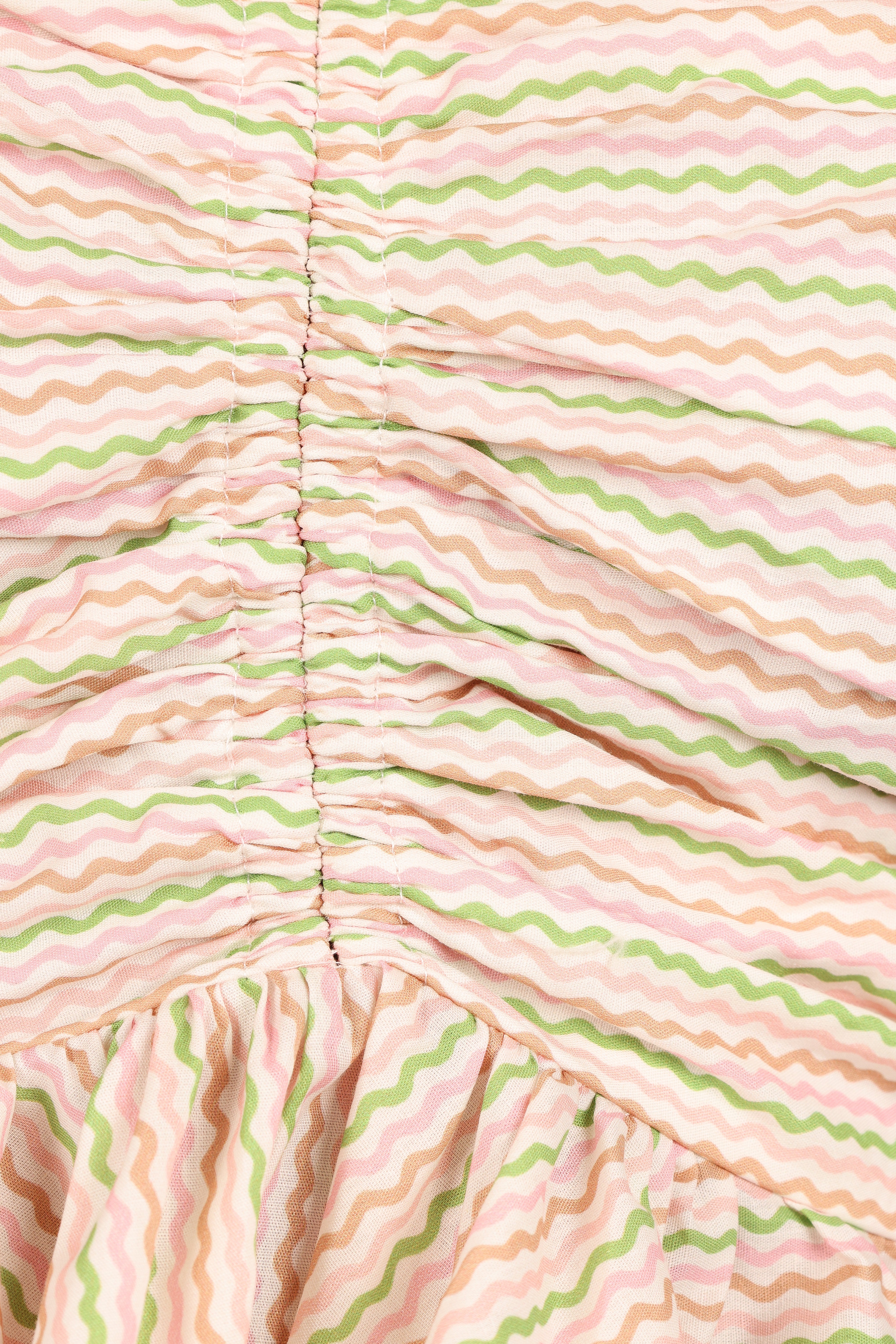 Cropped Halter Top with Wave Stripe - Yulia Cotton Blouse