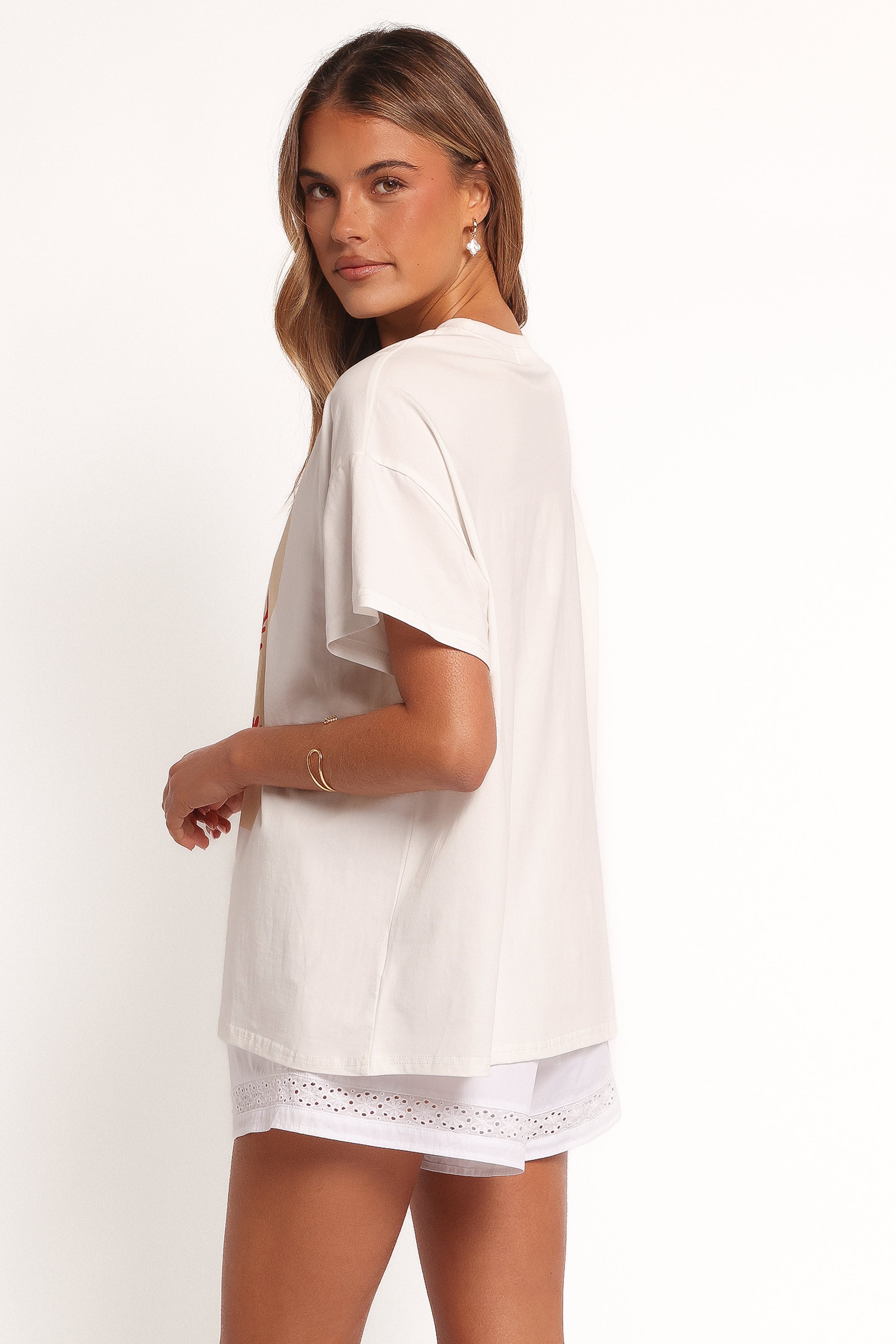 Oversized Cotton Graphic Tee - Krabi Beach White T-Shirt