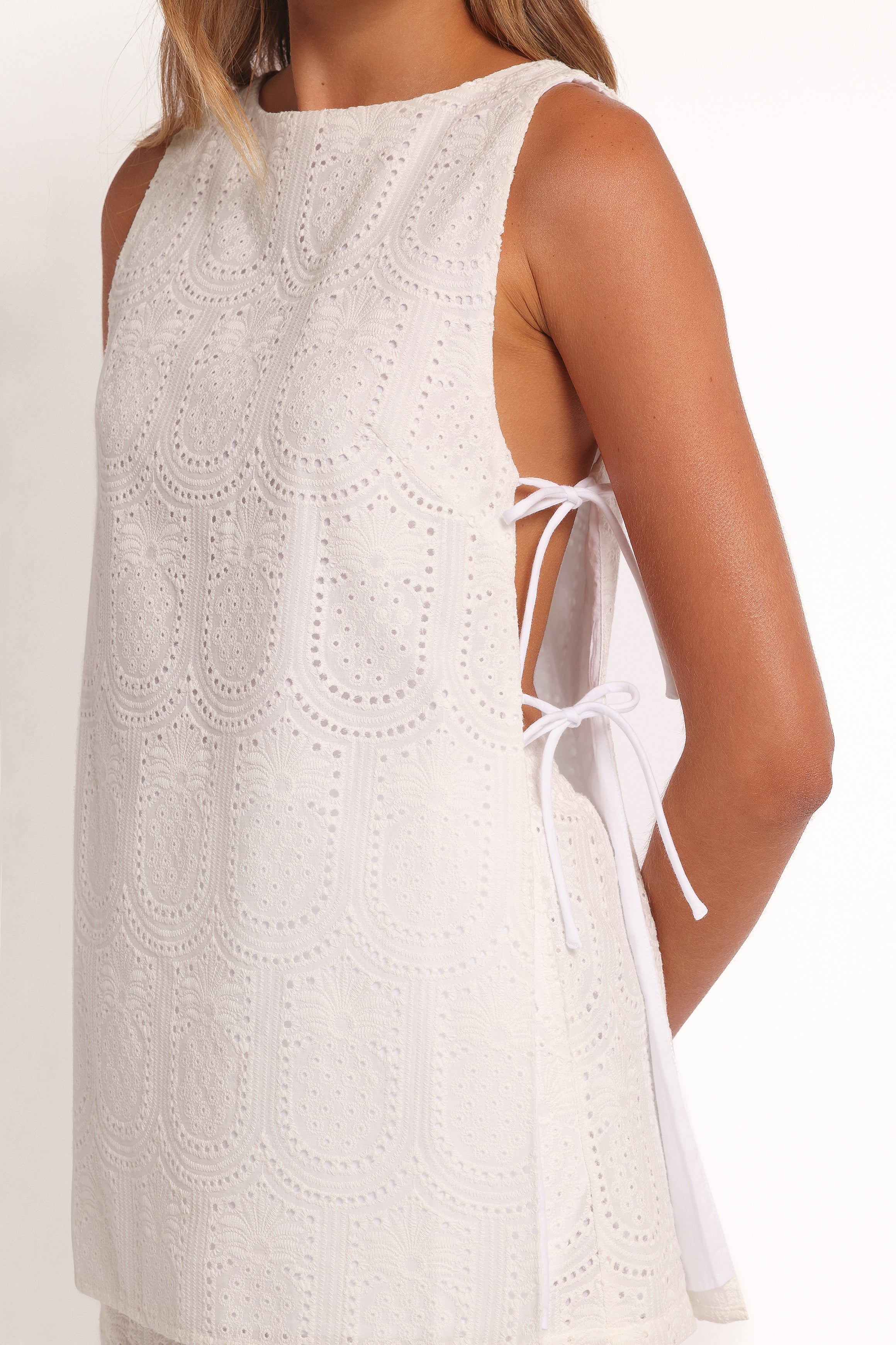 White Arabella Cotton Tunic Top with Embroidery
