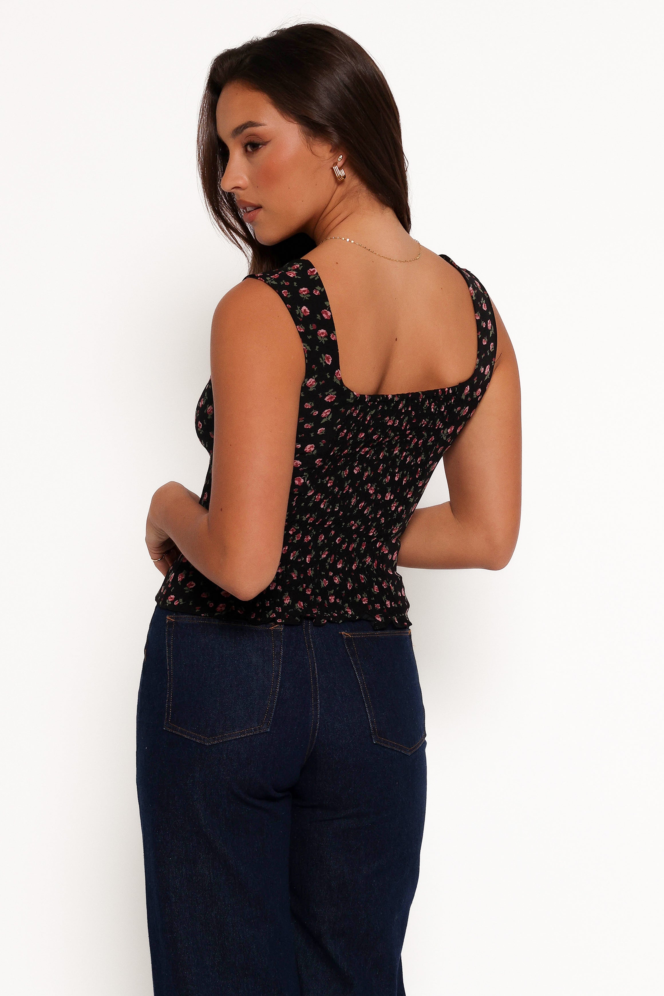 Floral Square Neck Sleeveless Top - Katya Rosette Ditsy Blouse