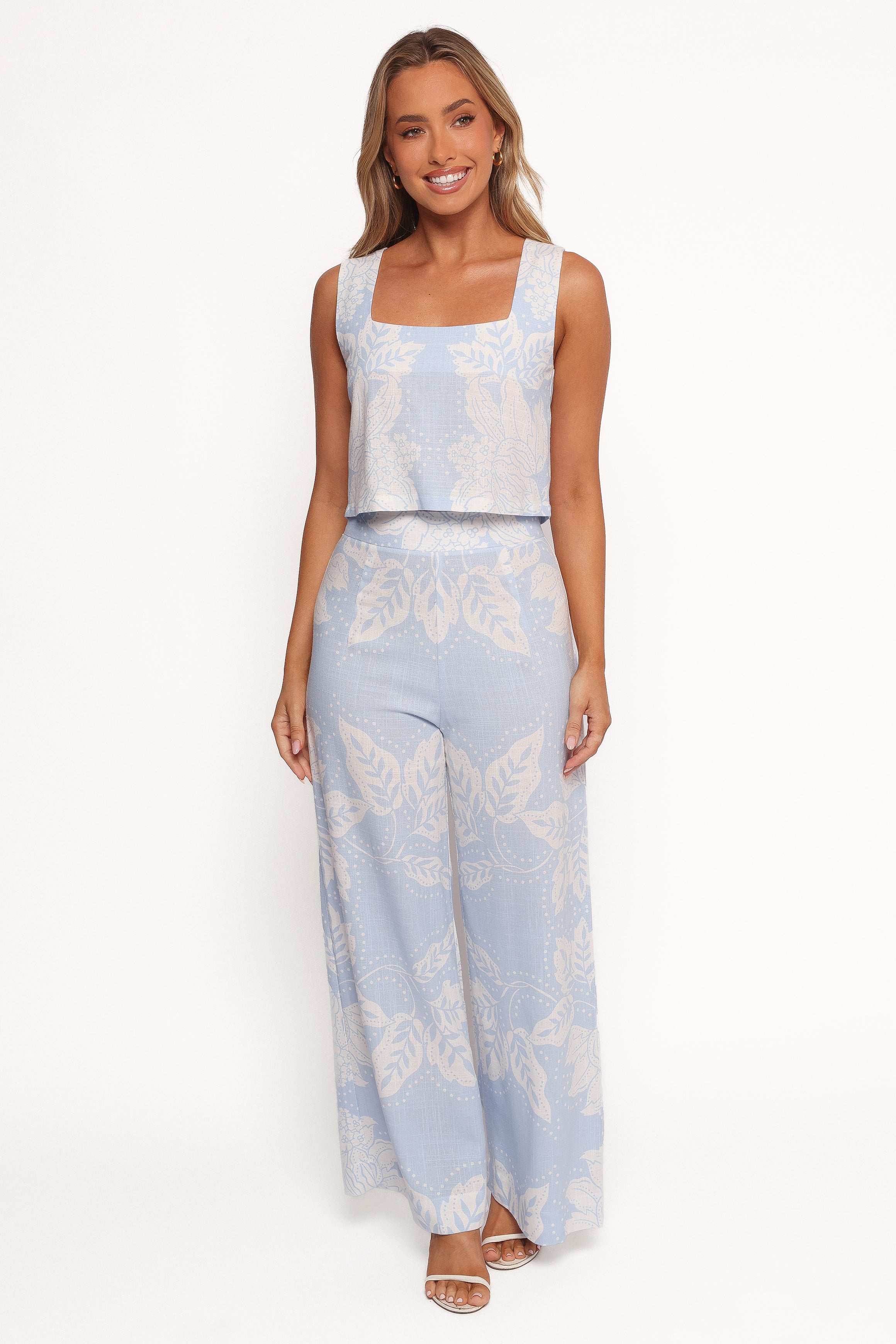 Hanalei Riba Floral Print Cotton Cropped Top - Square Neck Relaxed Fit