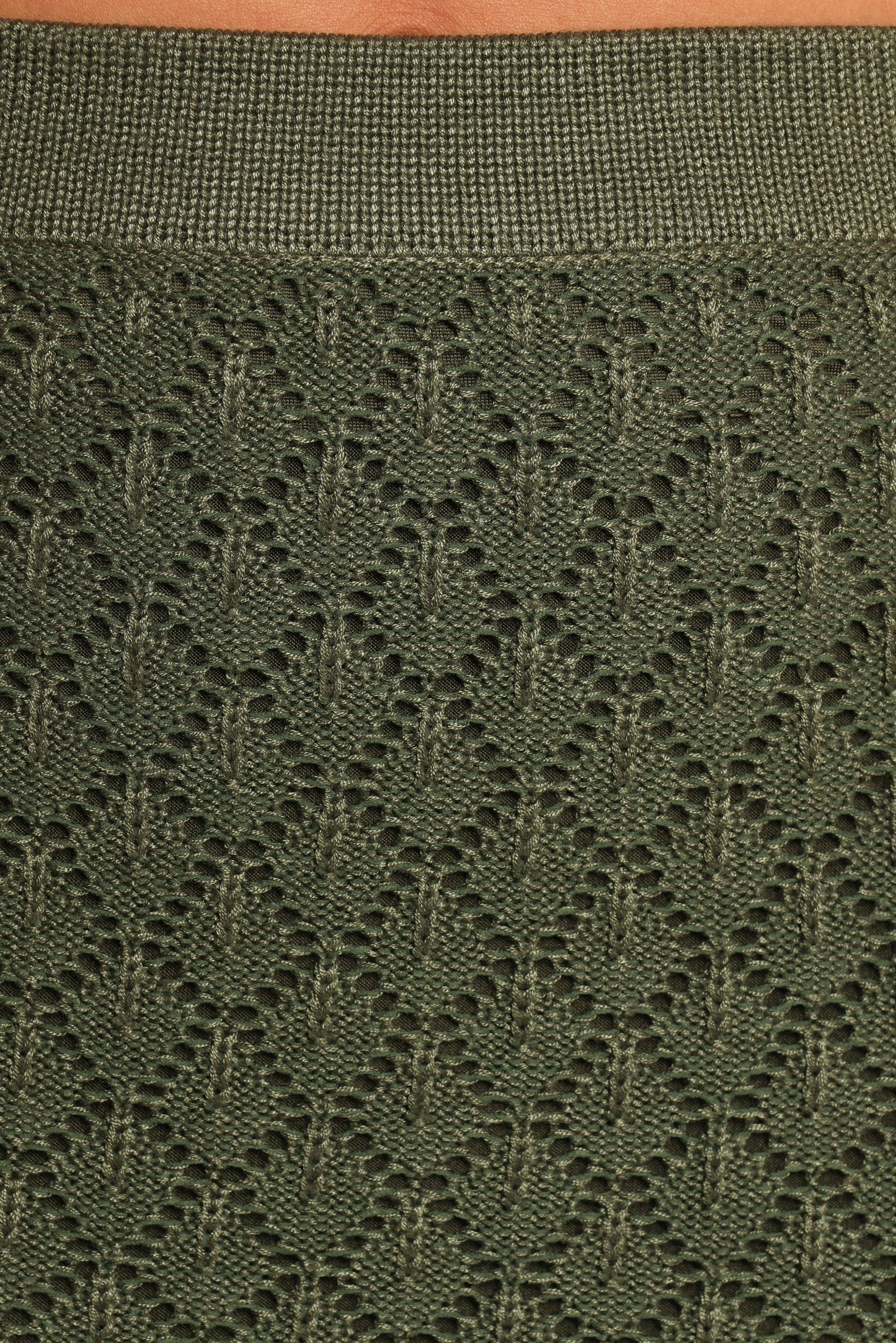 Asplie Olive V-Neck Knit Top with Bead Detail