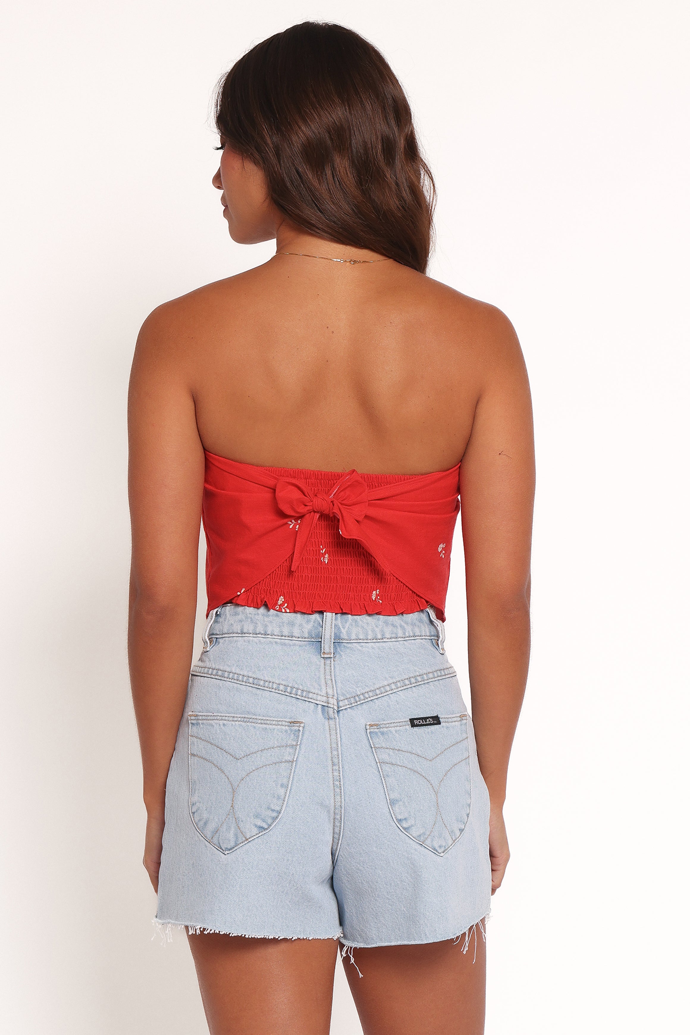 Floral Strapless Top - Ilara Scarf Style Cotton Linen Blouse