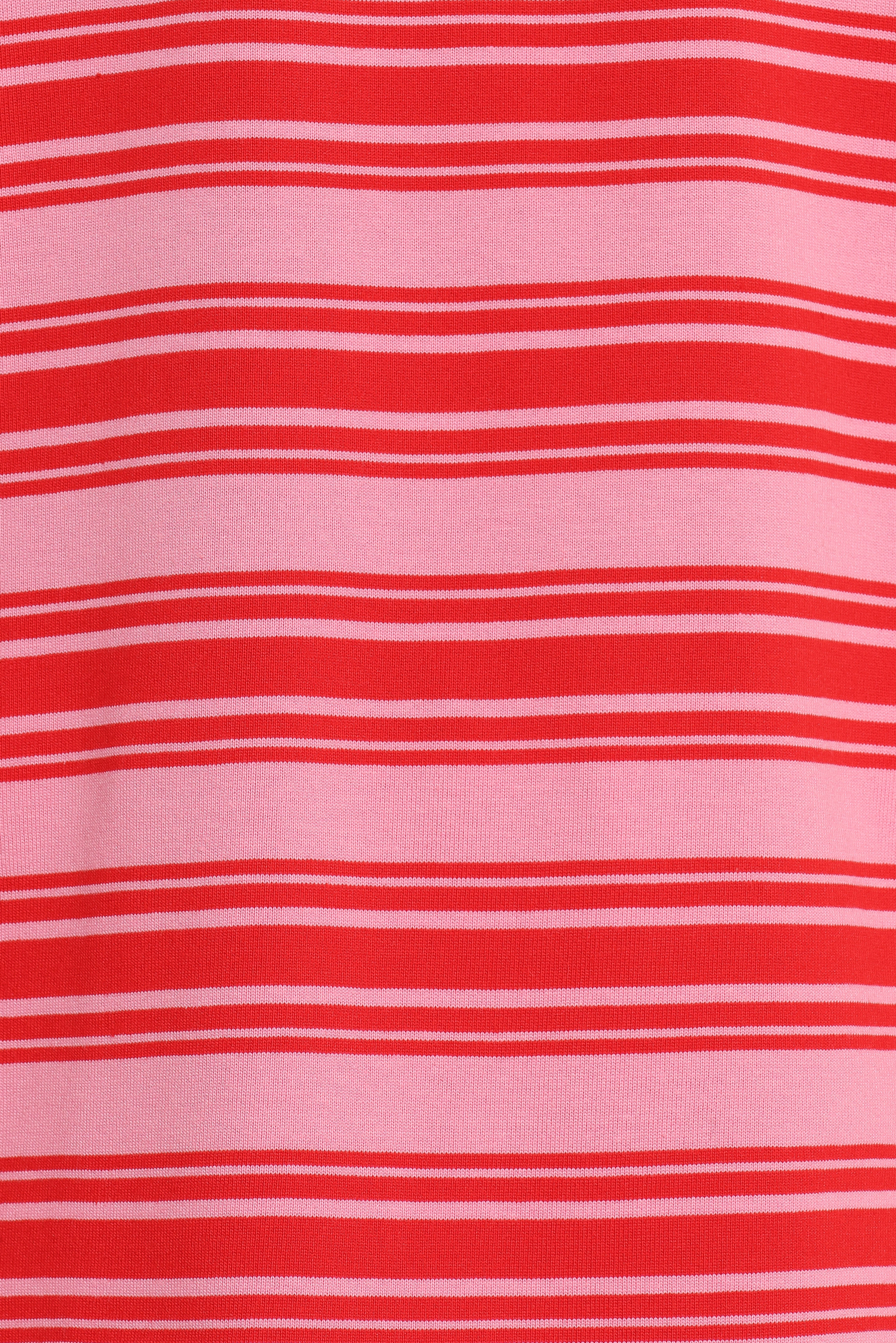 Zestora Oversized Pink Red Stripe Tee - Cotton Blend Crewneck