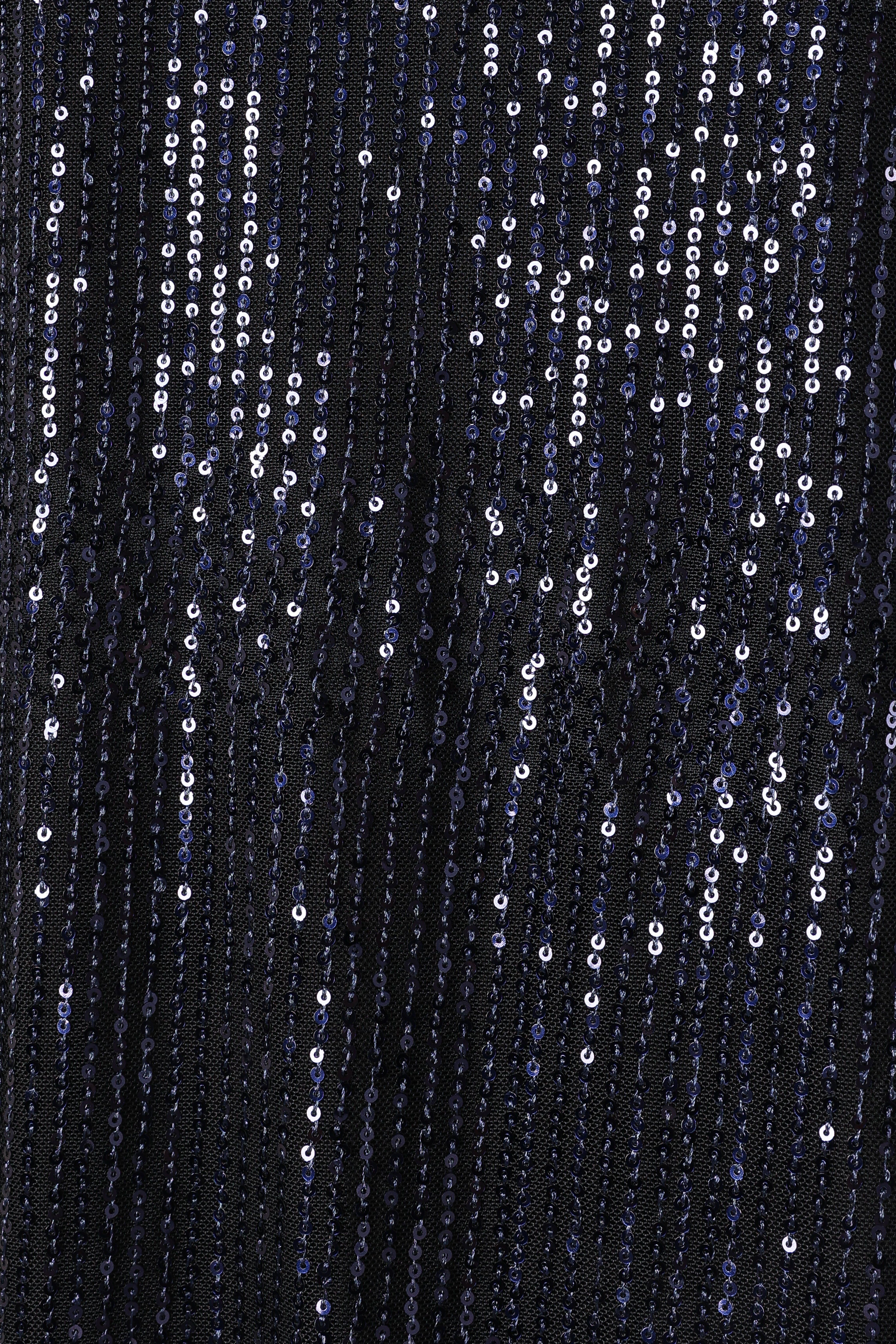 Navy Sequin Duster Coat - Karsyn Open Front Longline Jacket
