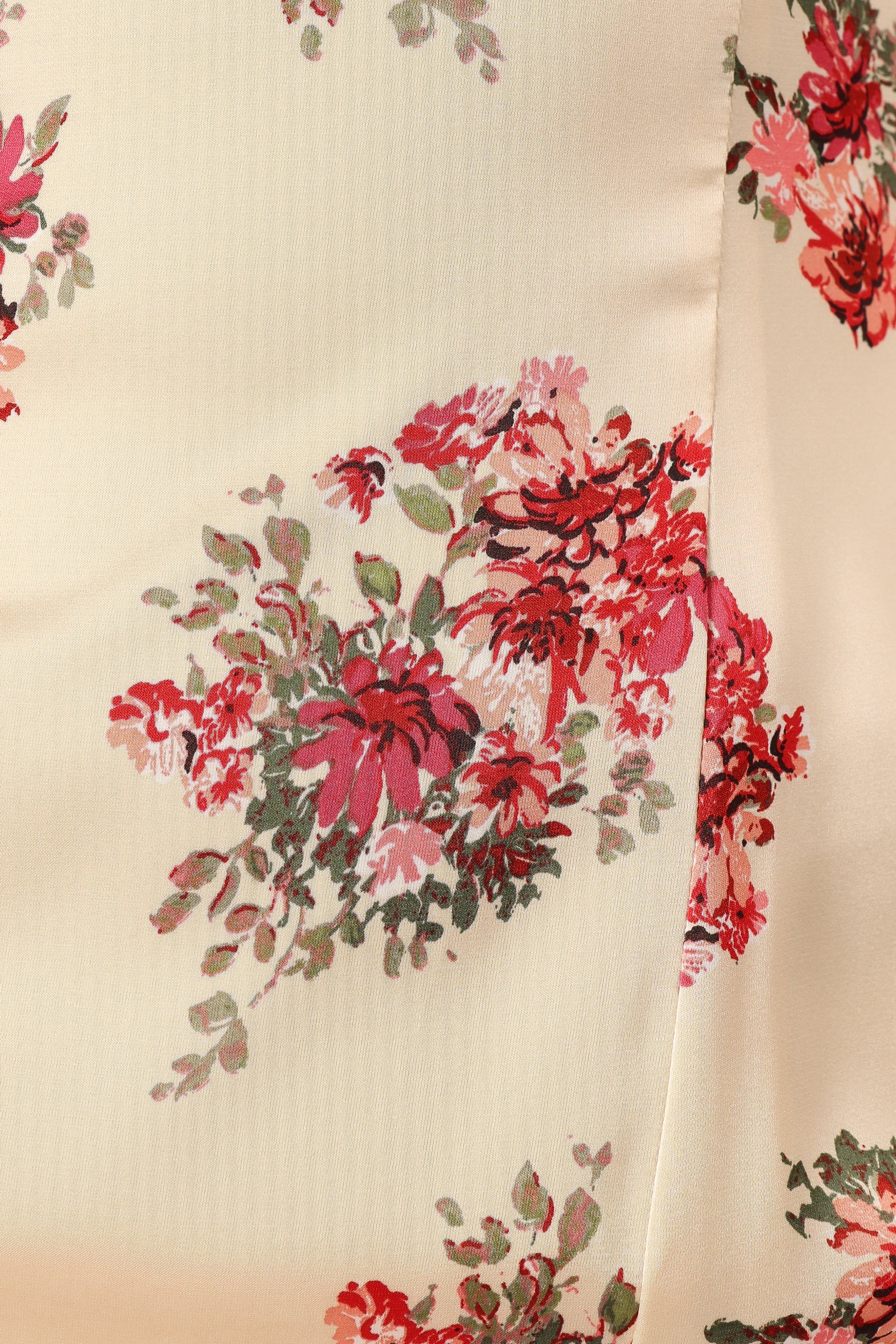 Floral Midi Dress with Adjustable Straps & V-Neck - Cream