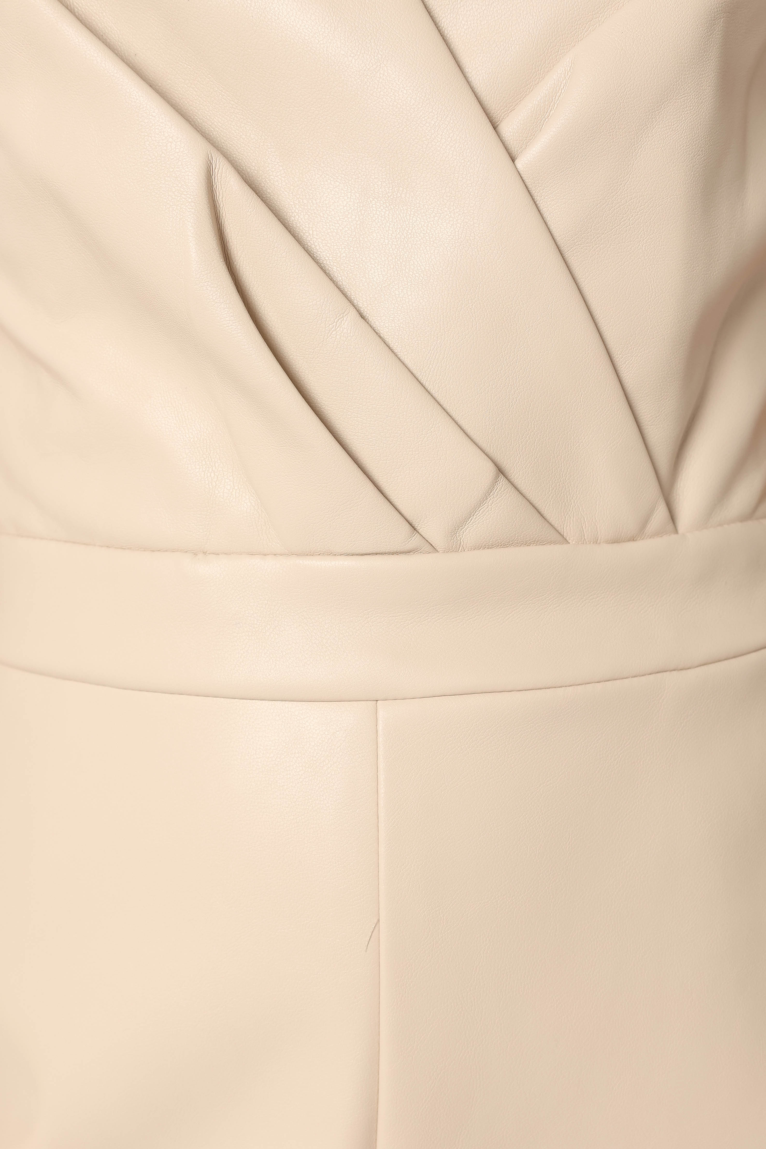 Faux Leather Romper for Women - Strapless Sweetheart Neckline - Mikaela Ecru
