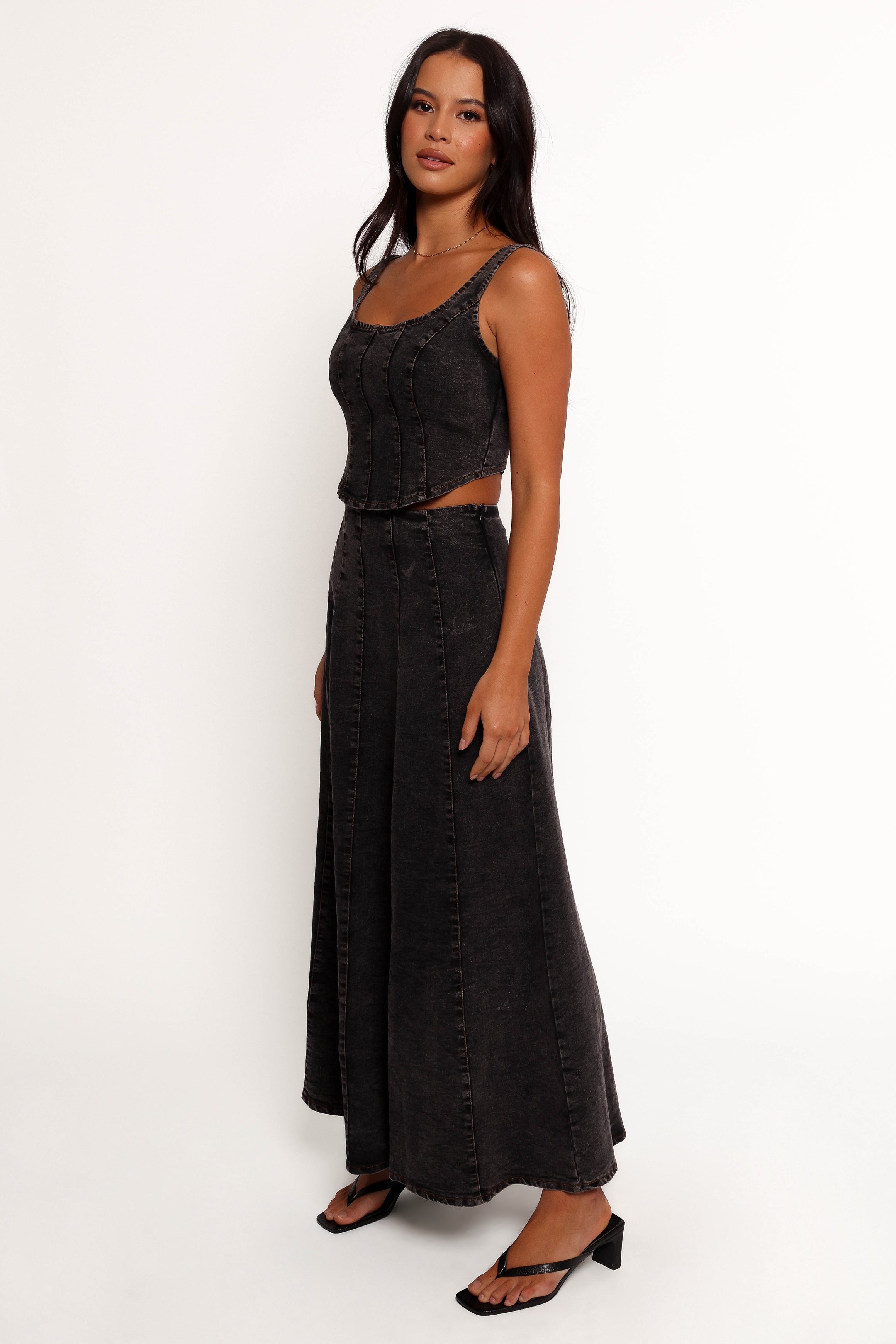 Black Mara Corset Top - Adjustable Straps & Back Zip