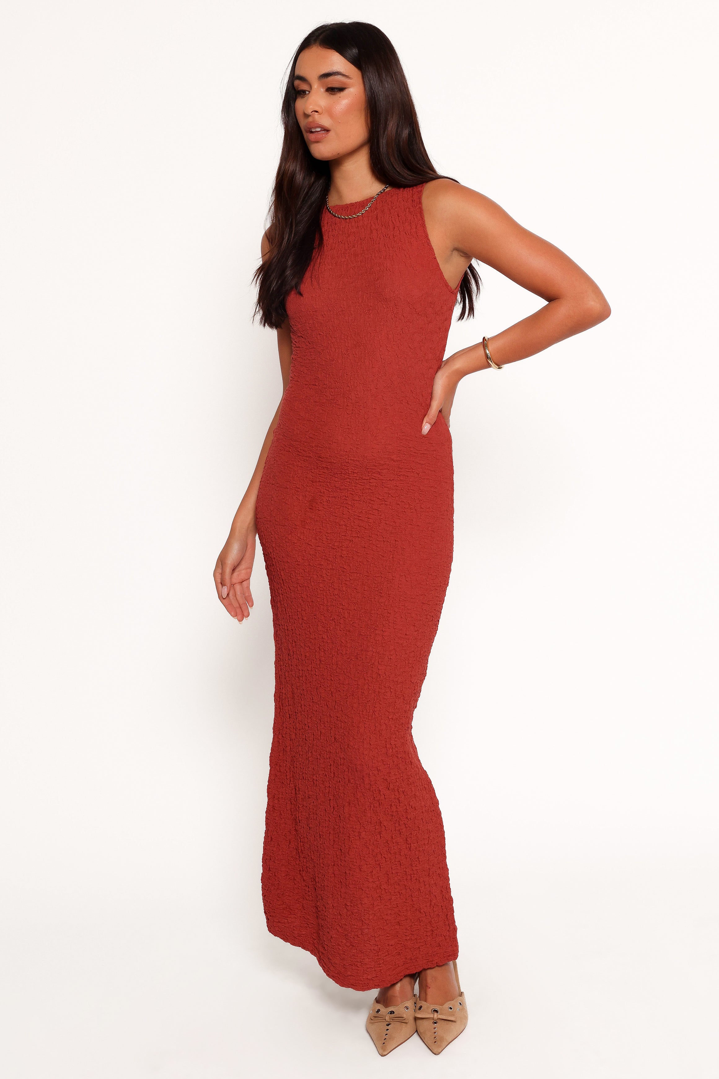 Clark Ruched Bodycon Maxi Dress - Wine Party Dress