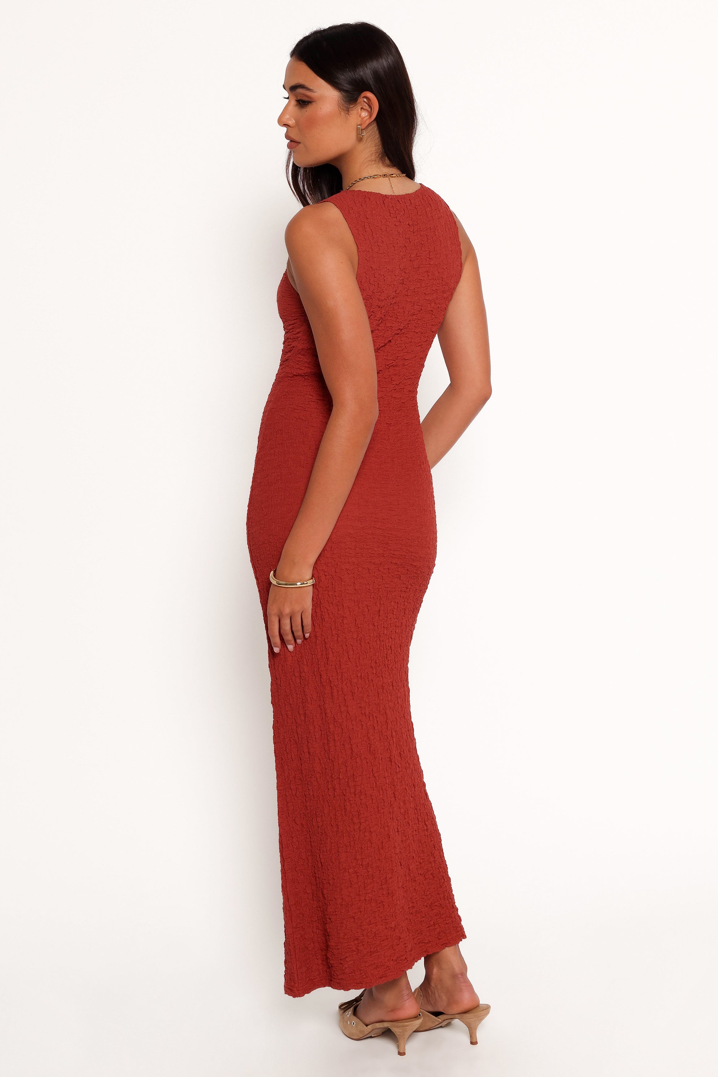Clark Ruched Bodycon Maxi Dress - Wine Party Dress