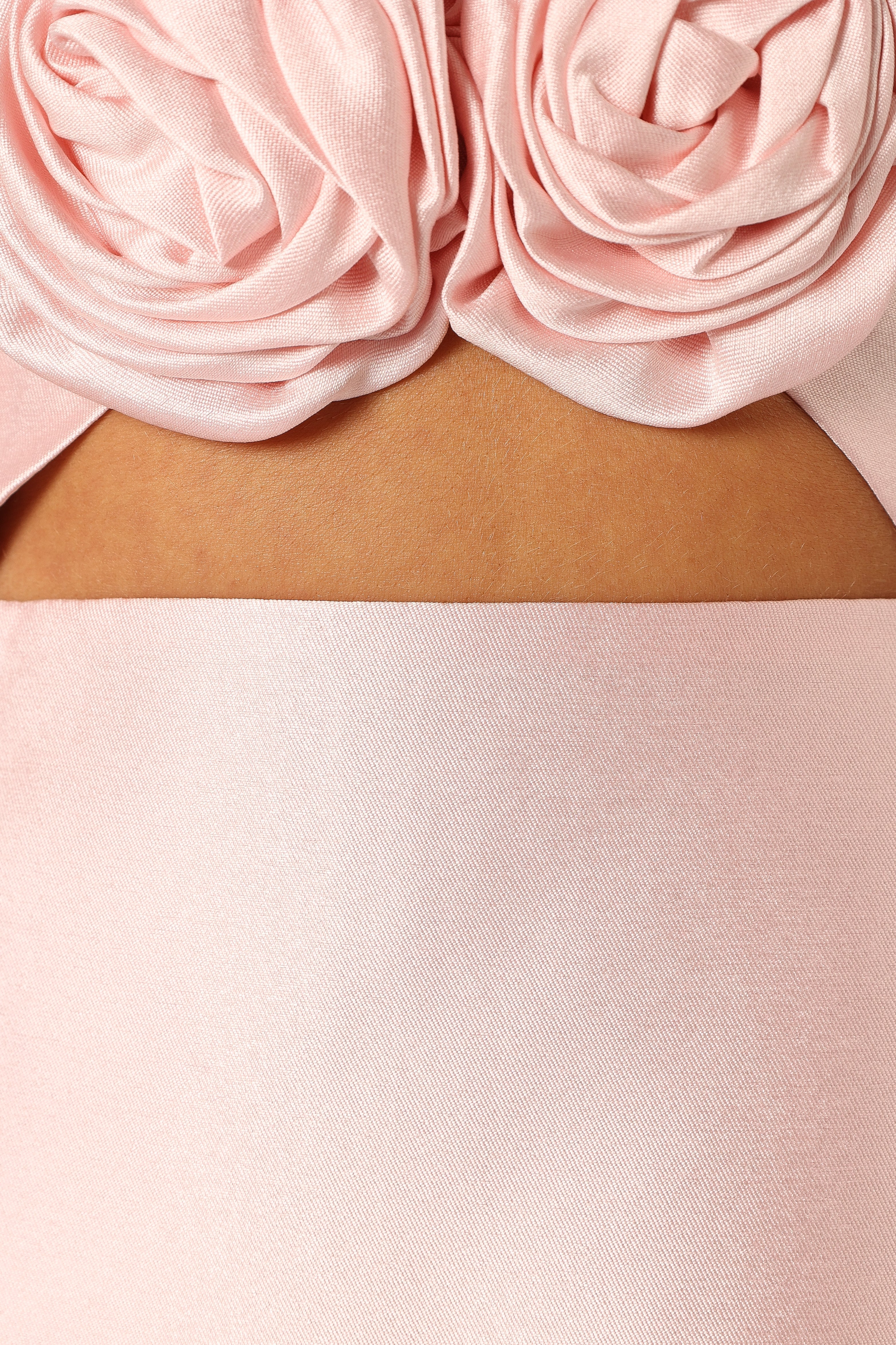 Baby Pink Strapless Mini Dress with Rose Detail - Te Amo