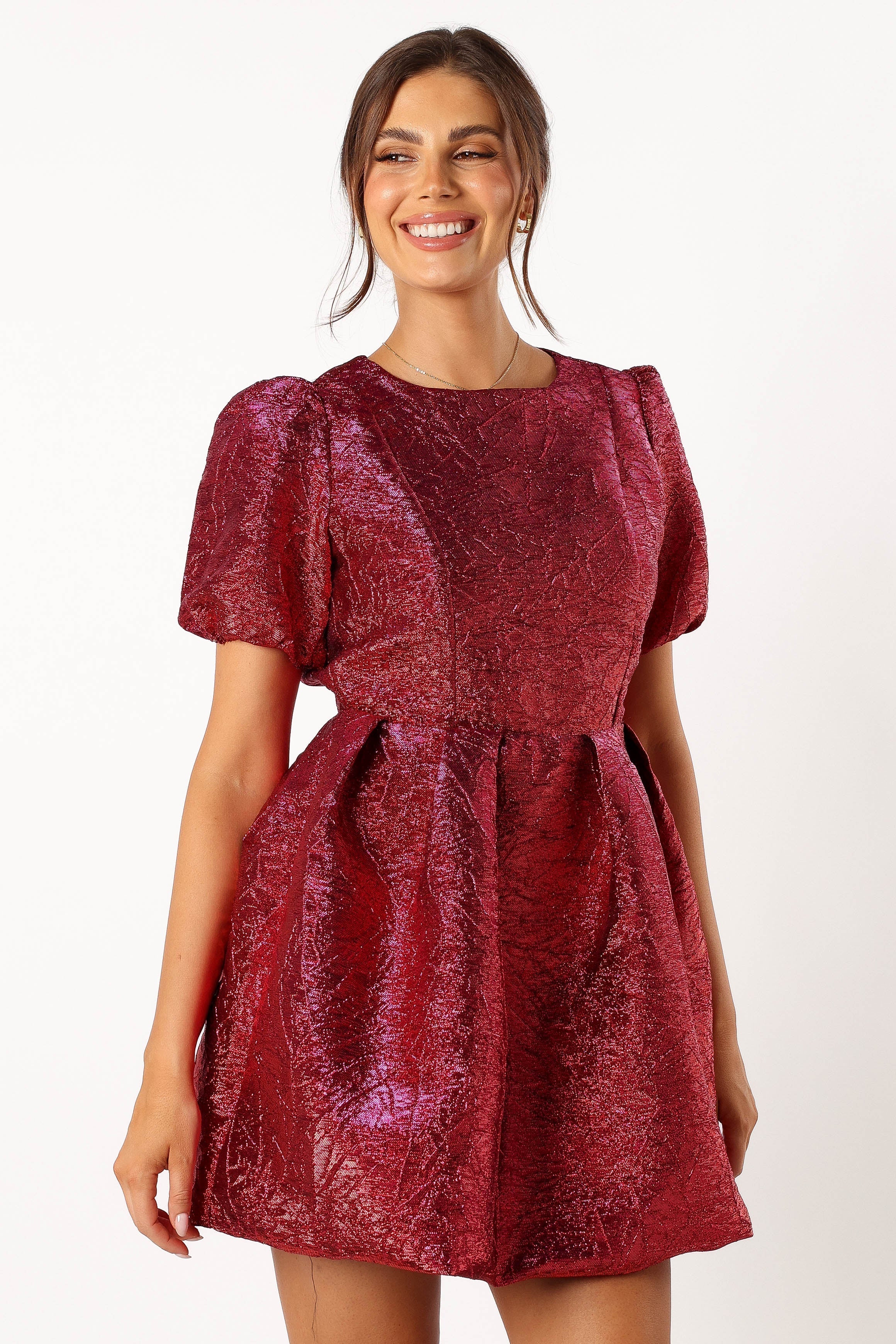 Jadore Red Magenta Mini Dress with Heart Cutout & Pockets