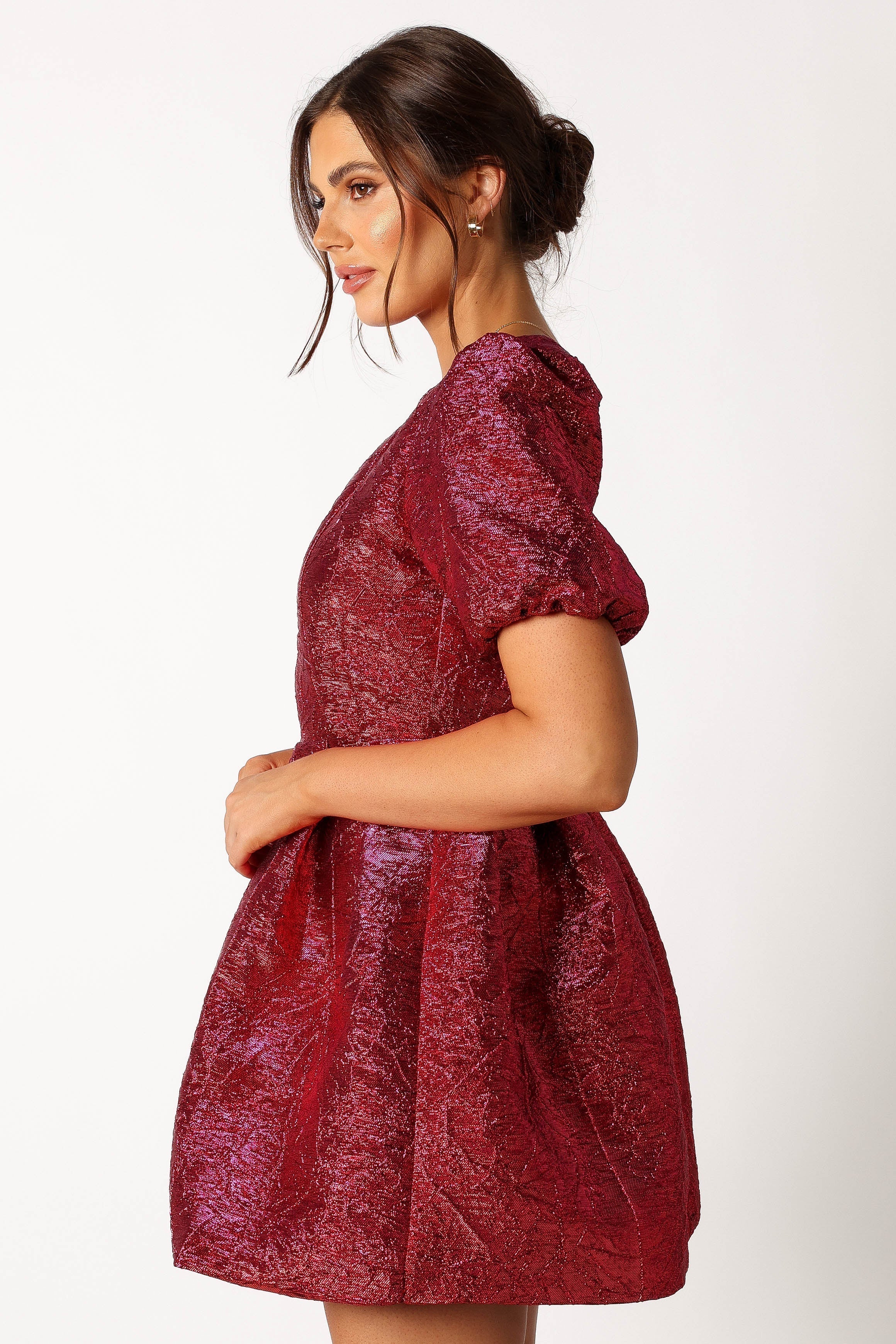 Jadore Red Magenta Mini Dress with Heart Cutout & Pockets
