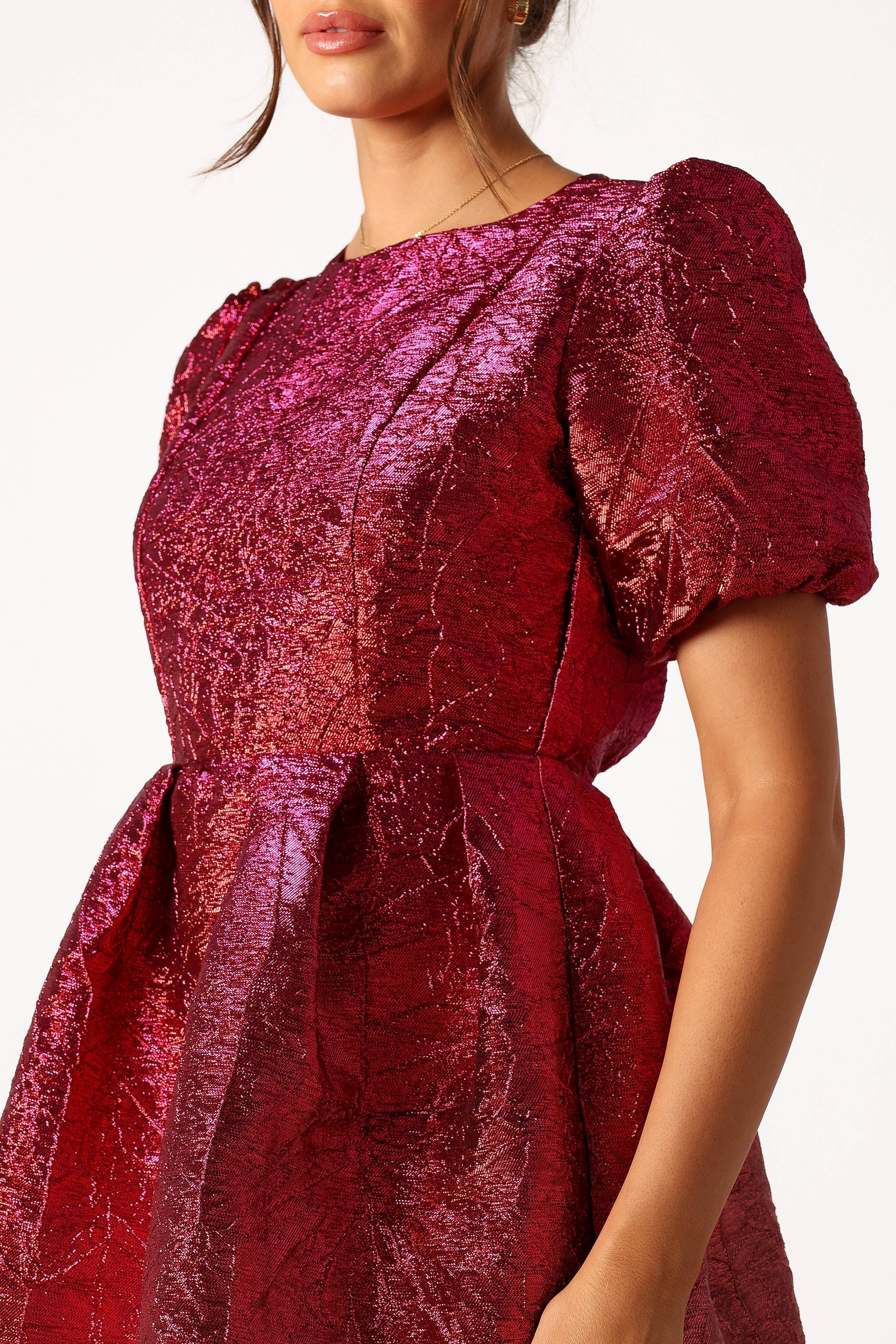 Jadore Red Magenta Mini Dress with Heart Cutout & Pockets