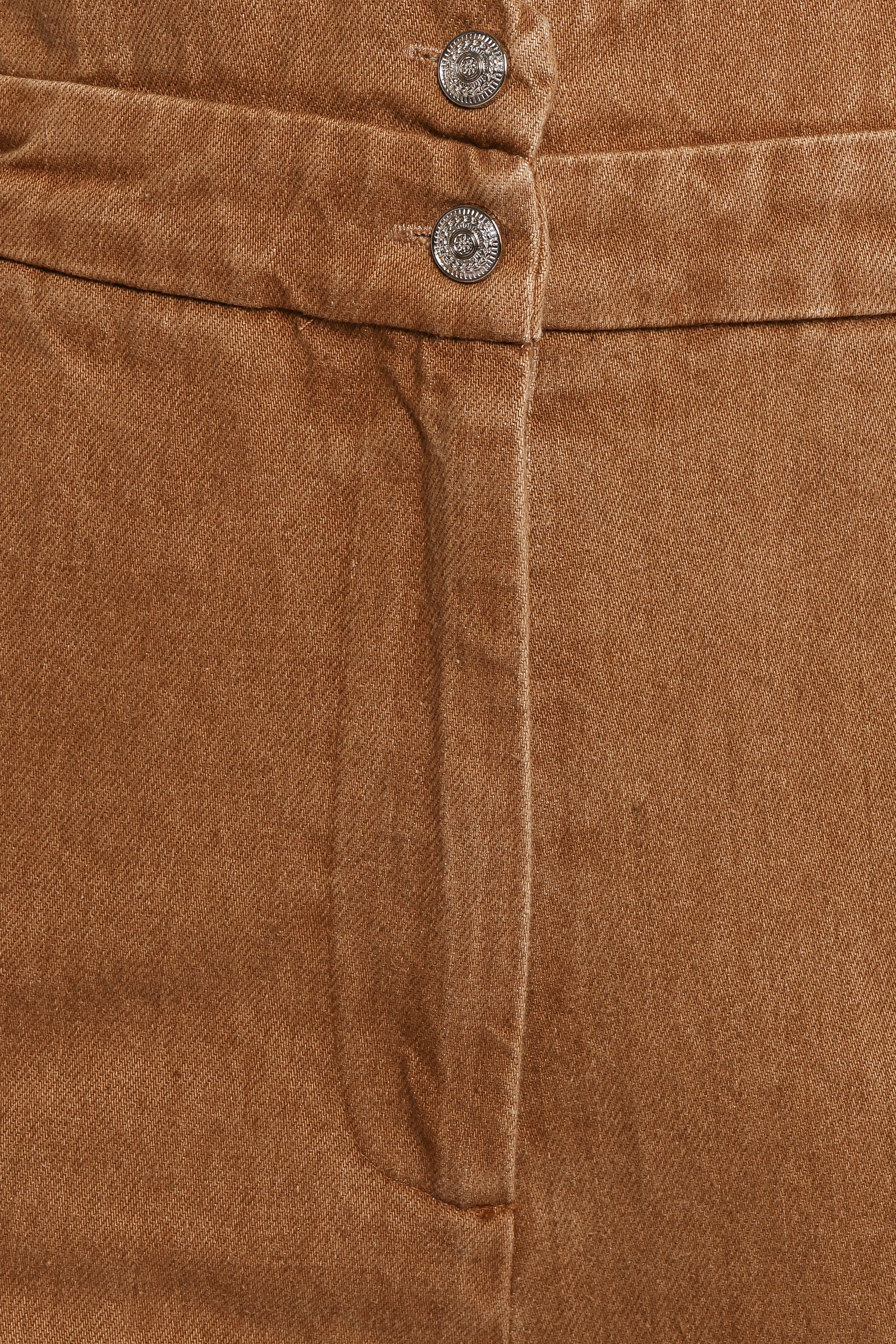 Vieve Denim Jumpsuit for Women - Brown Wide Leg Cotton Romper