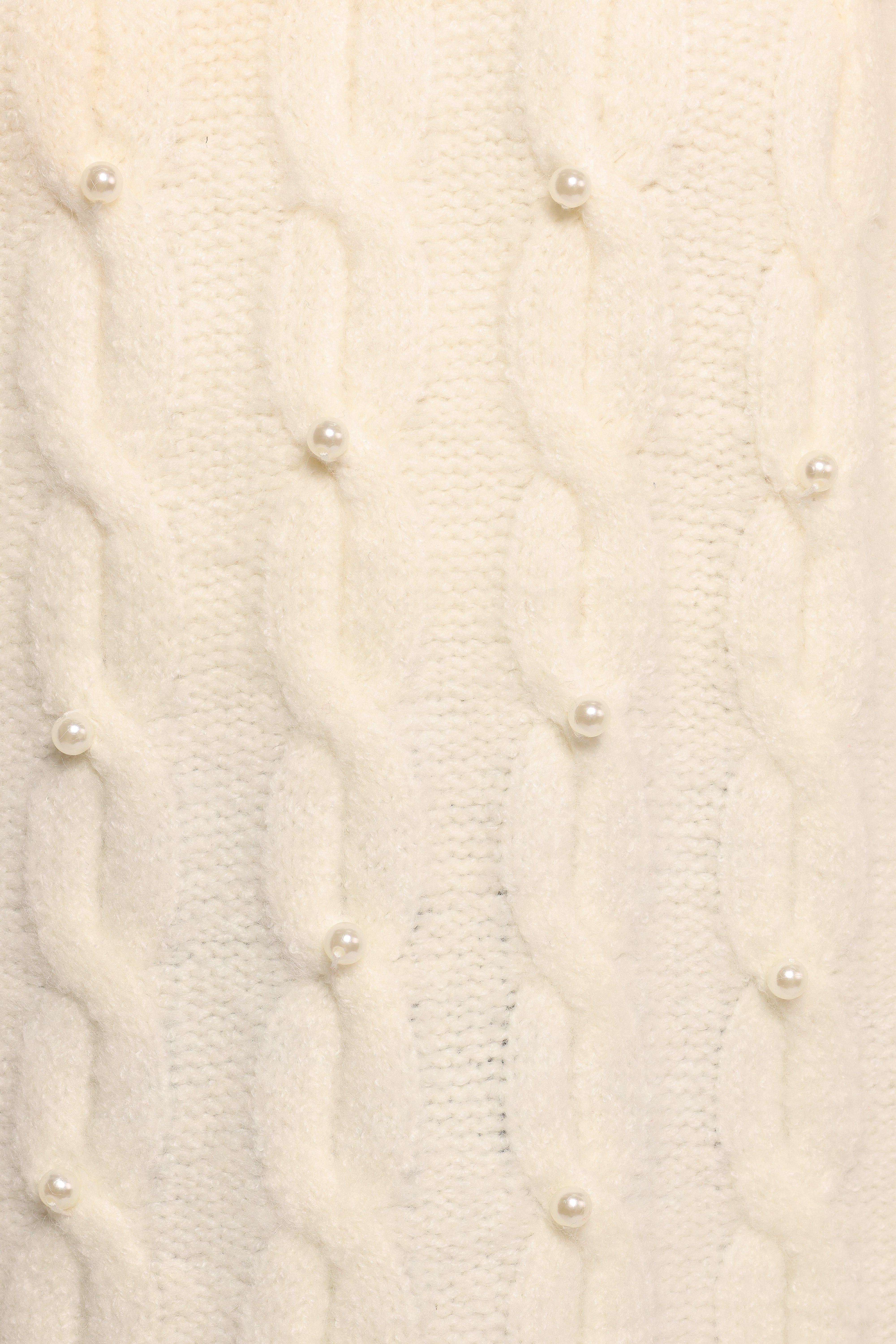 Kalai Cable Knit Pearl Embellished Sweater - Cream