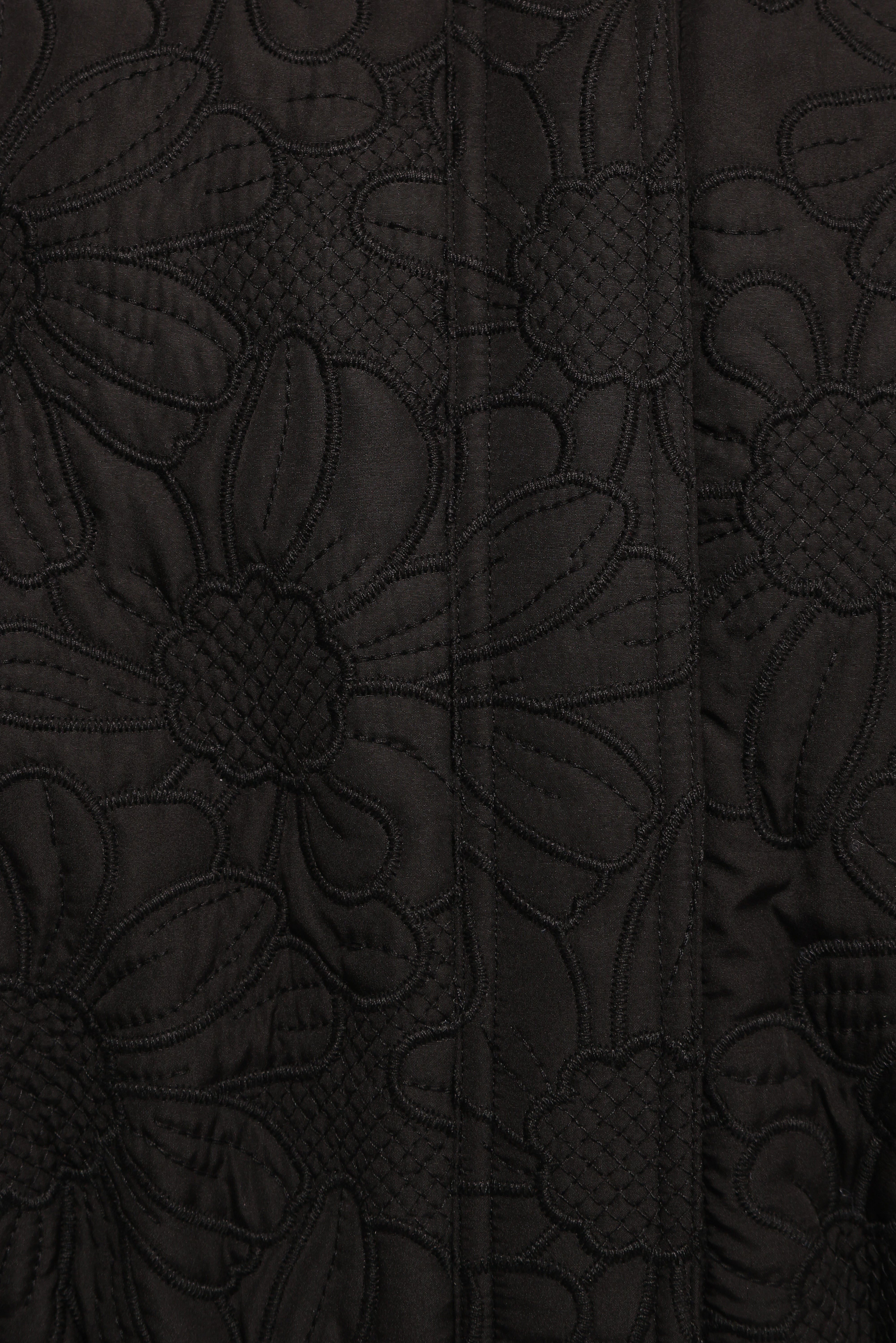 Black Embroidered Floral Bomber Jacket - Yuki Tonal Design