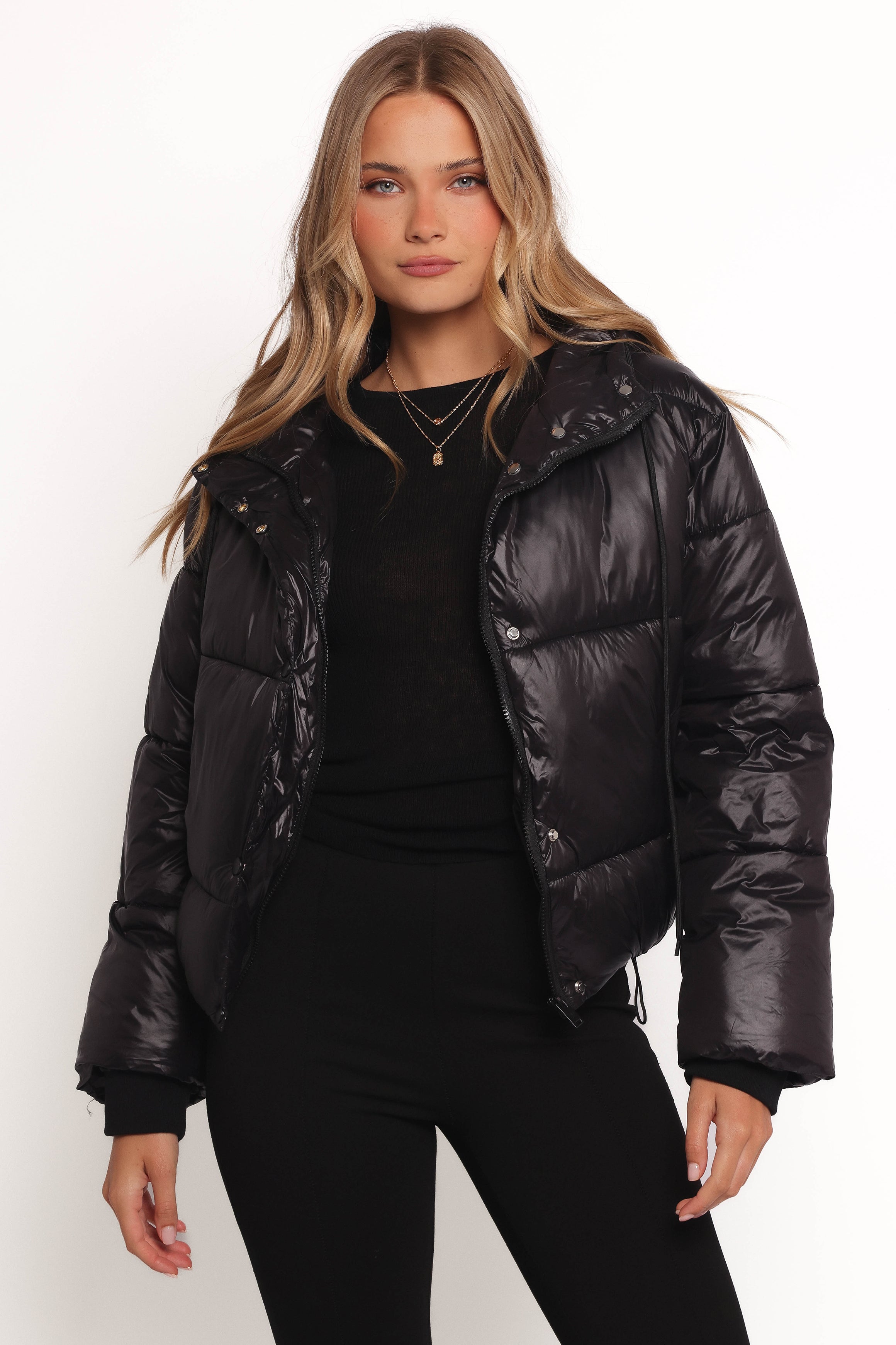 Archie Hooded Puffer Jacket - Black Winter Coat for Women
