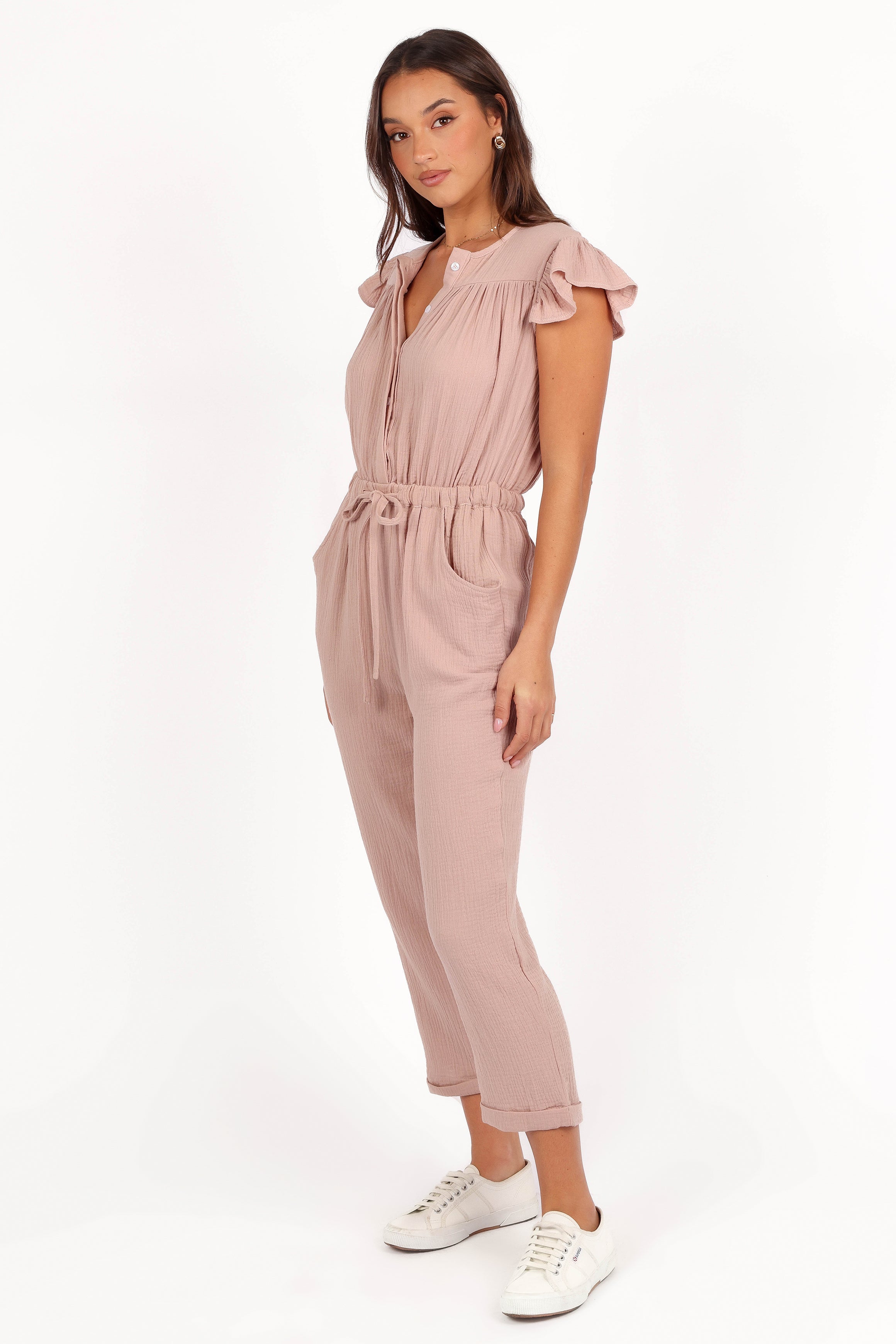 Women's Cotton Jumpsuit with Pockets - Brooklyn Style in Dusty Mauve