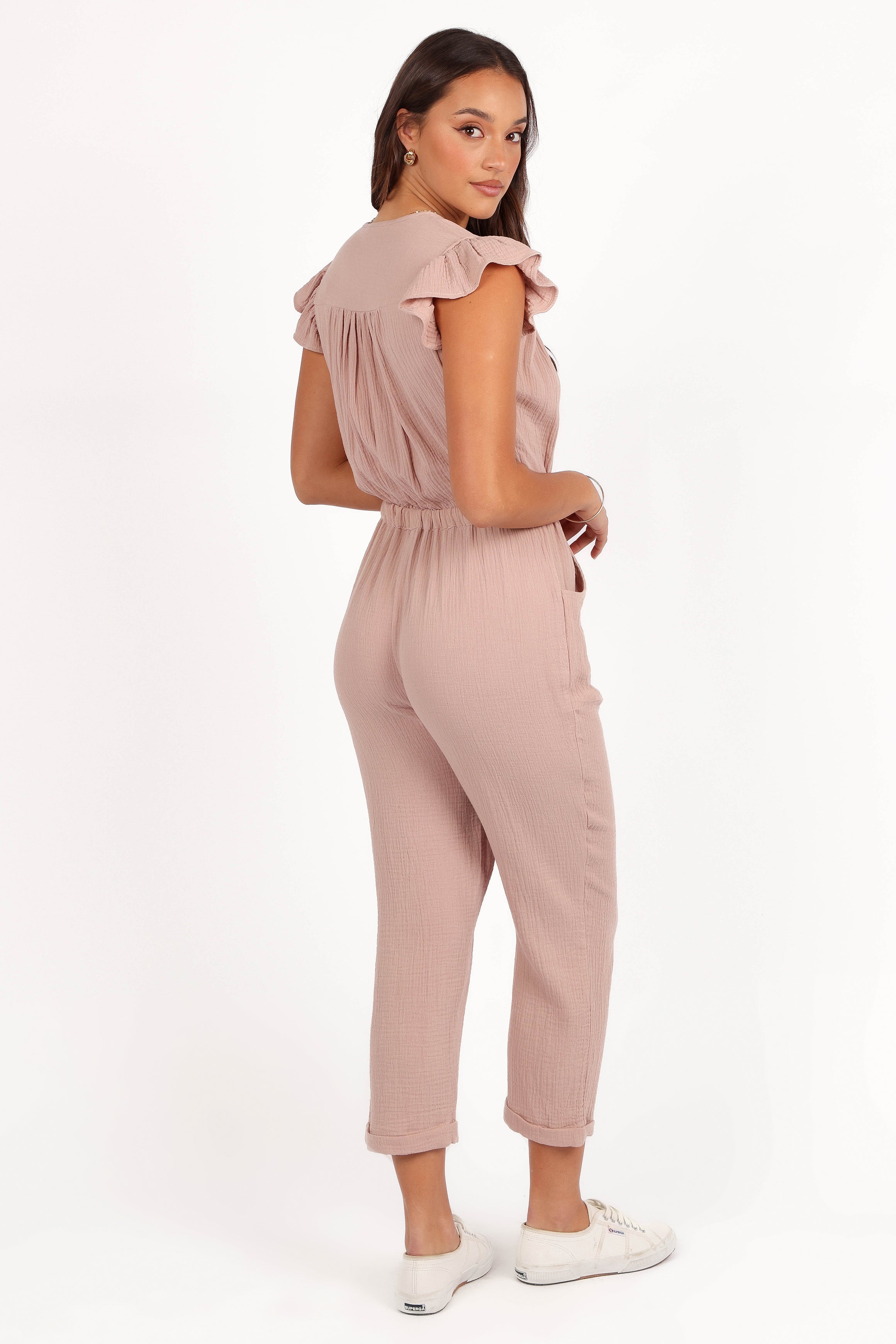 Women's Cotton Jumpsuit with Pockets - Brooklyn Style in Dusty Mauve