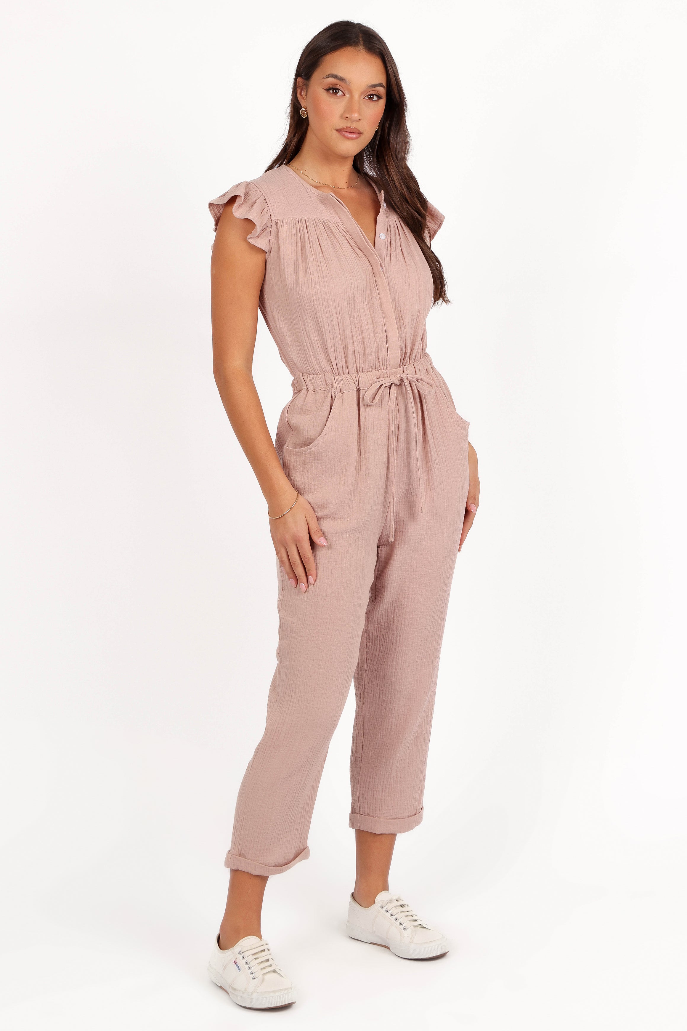Women's Cotton Jumpsuit with Pockets - Brooklyn Style in Dusty Mauve