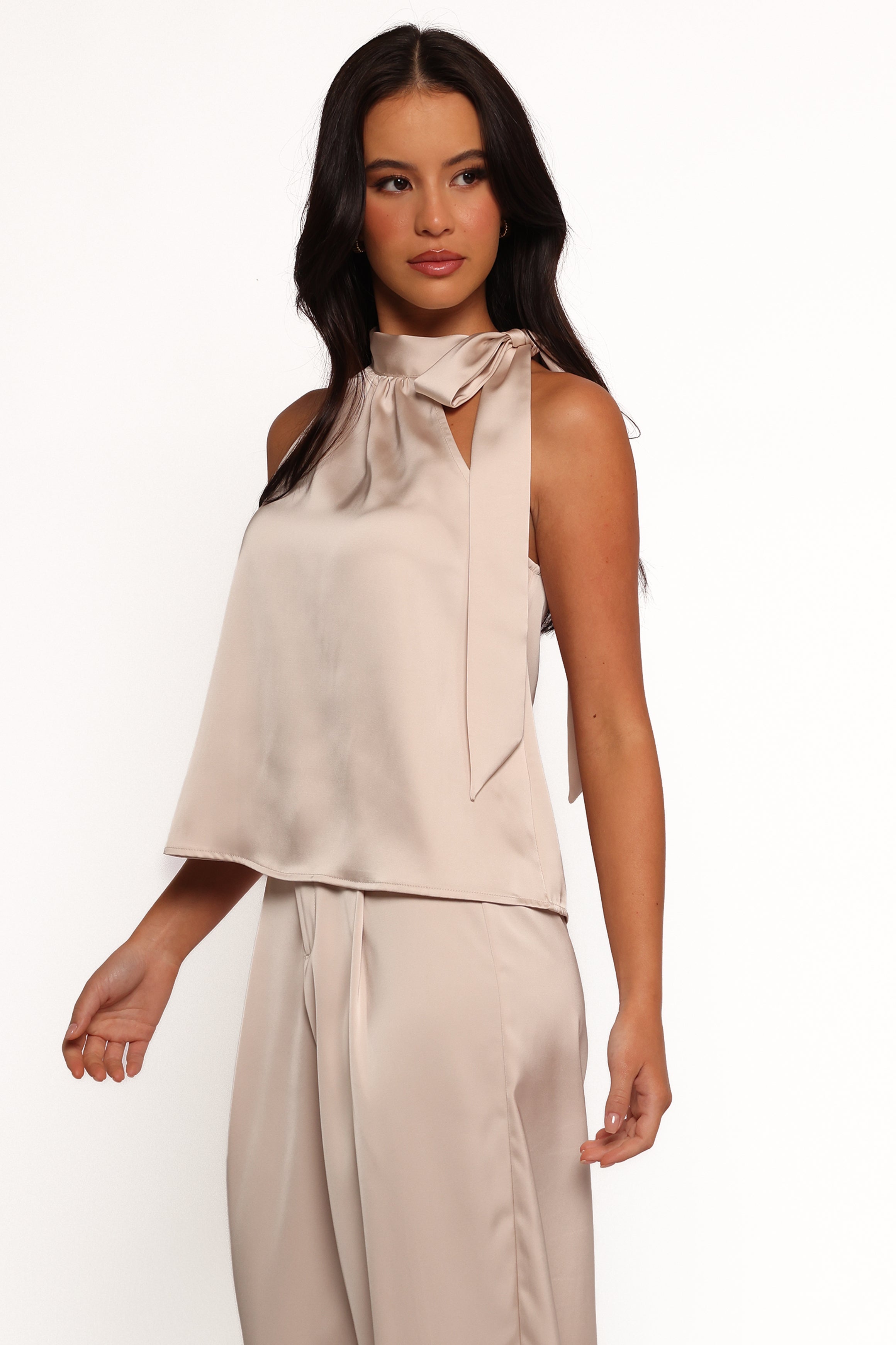 Skarlett Pearl Satin Halter Neck Top