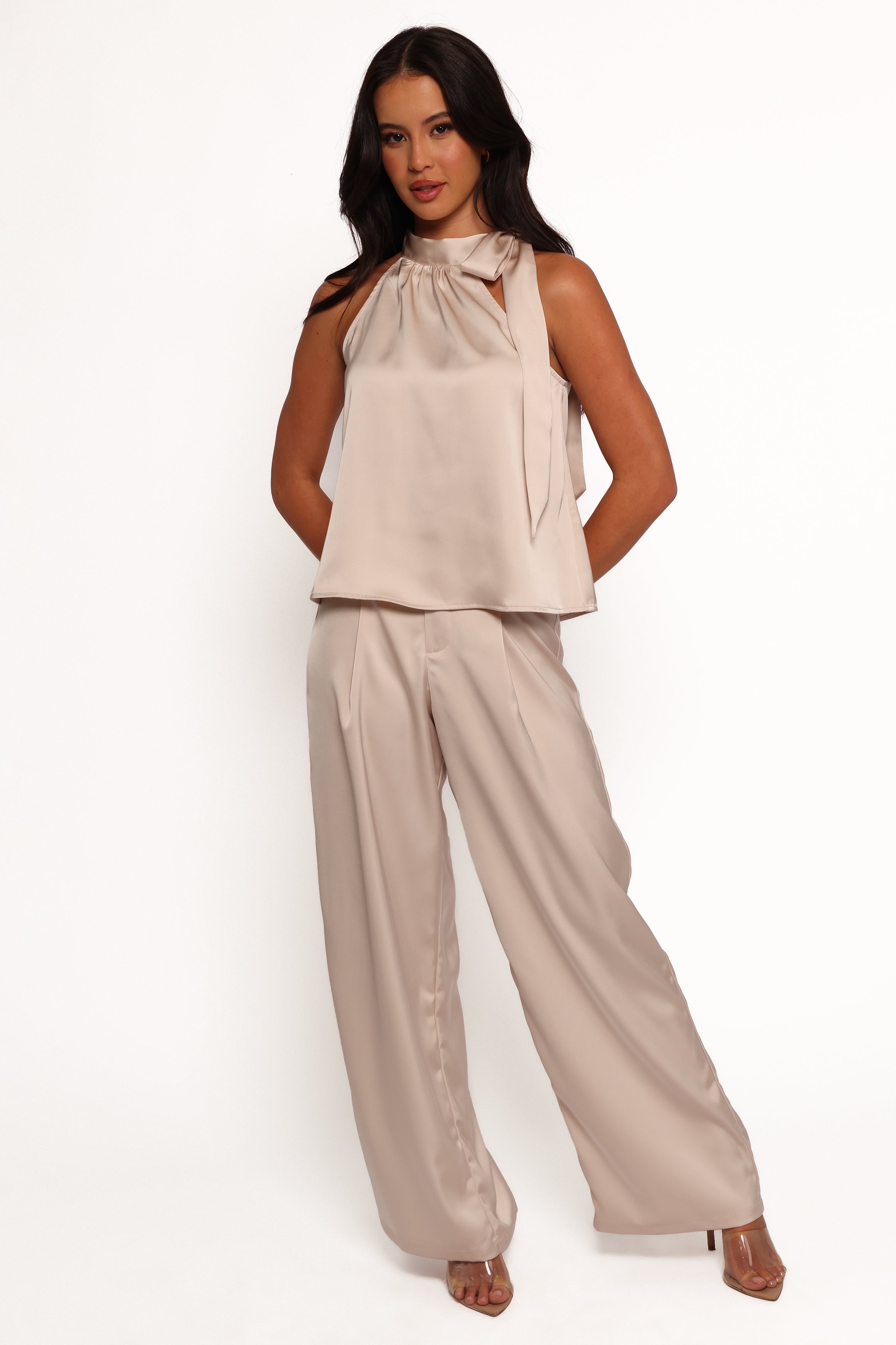 Skarlett Pearl Satin Halter Neck Top