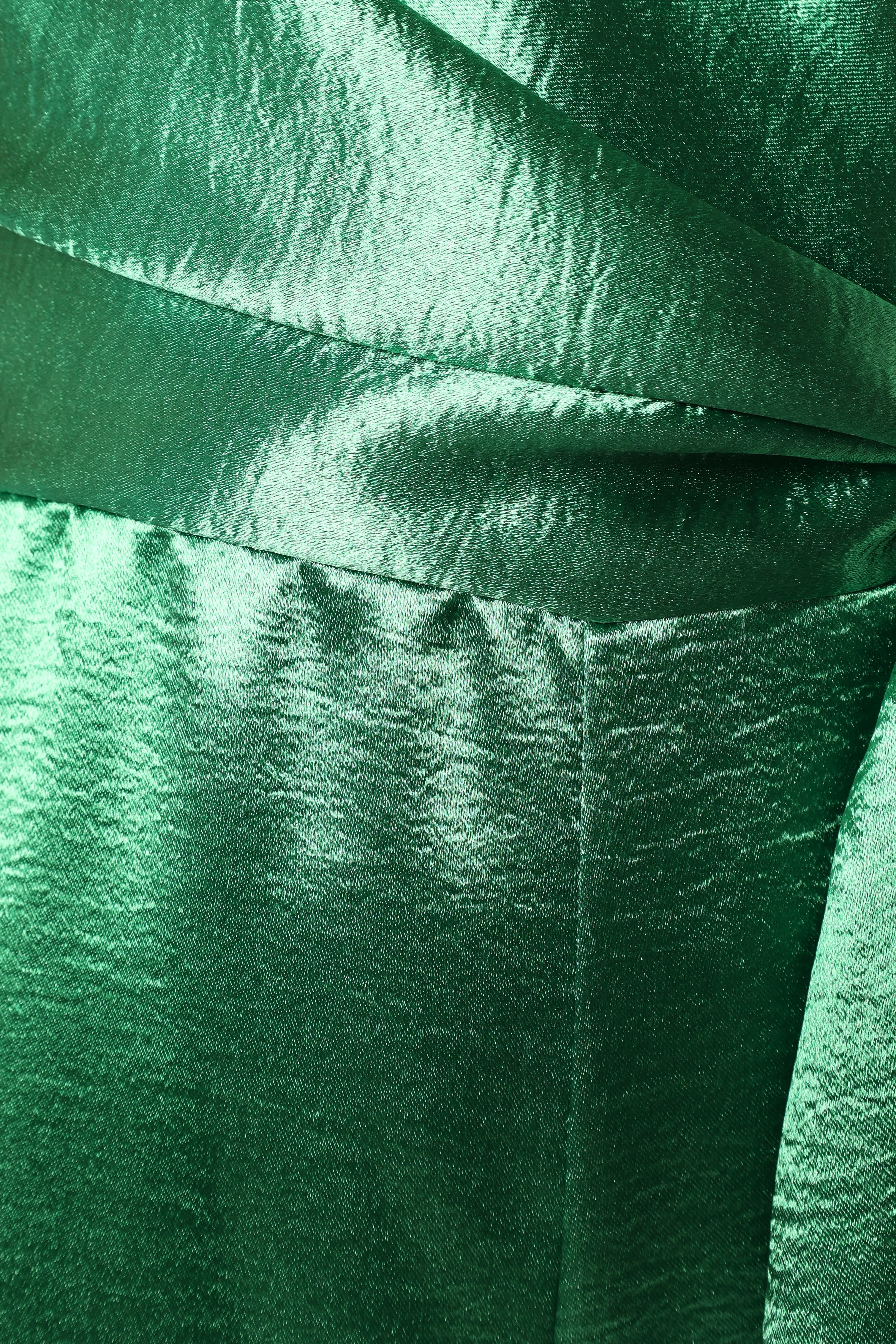 Emerald Satin Jessica Jumpsuit with V-Neck & Side Tie