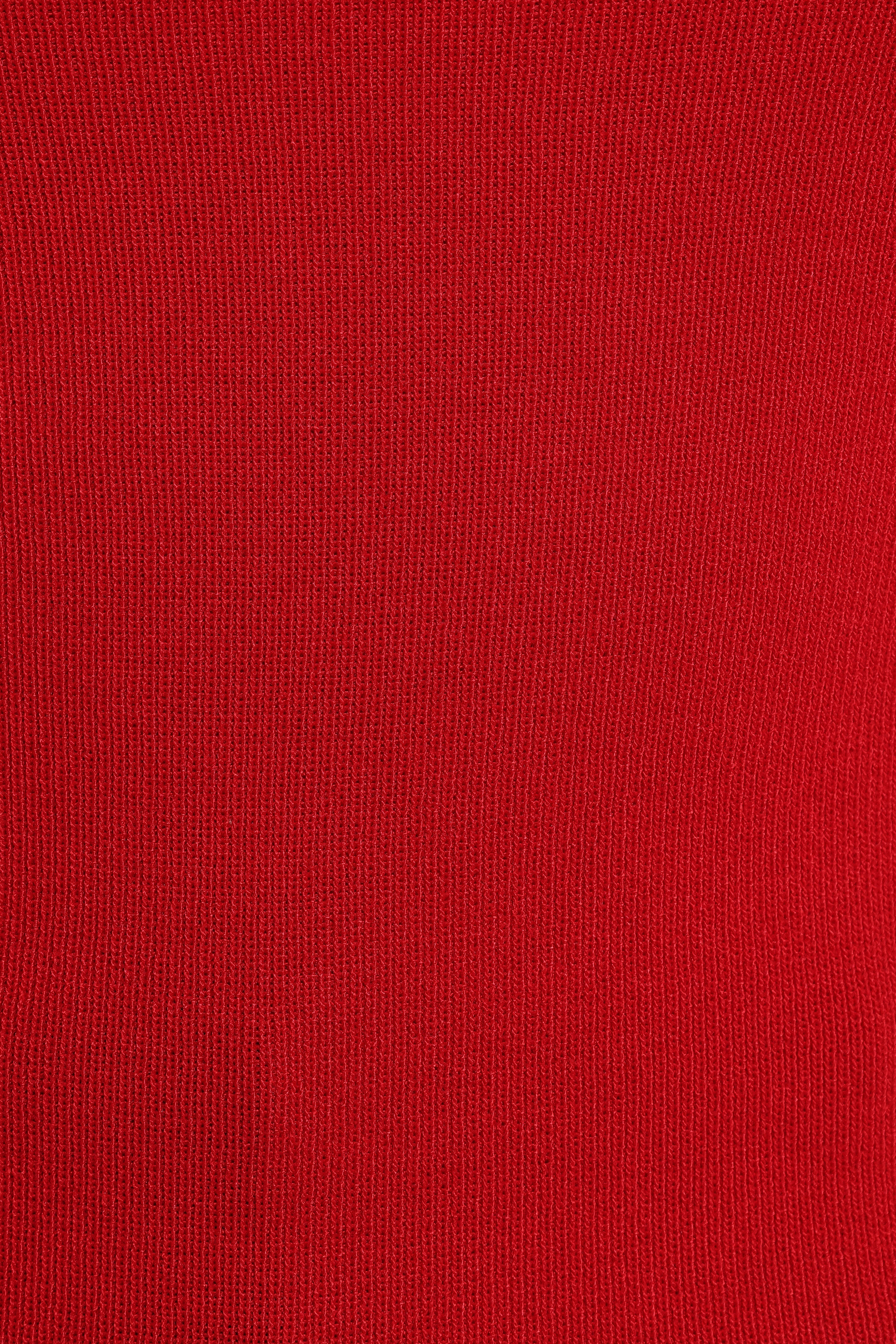 Red Square Neck Sheer Sleeve Polka Dot Mesh Top - Rigala