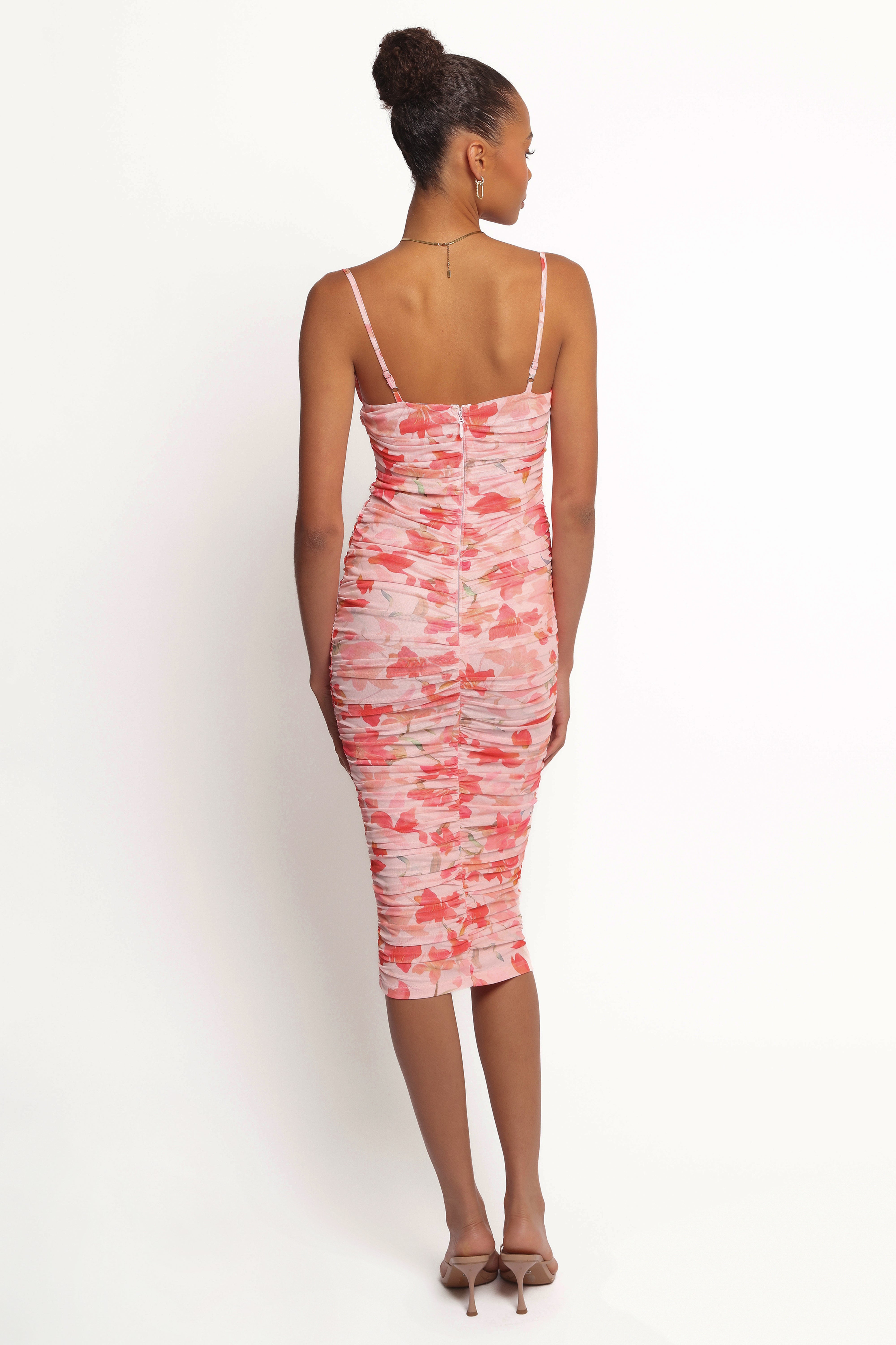 Floral Pink Cowl Neck Midi Dress - Tempest Bodycon Summer Dress