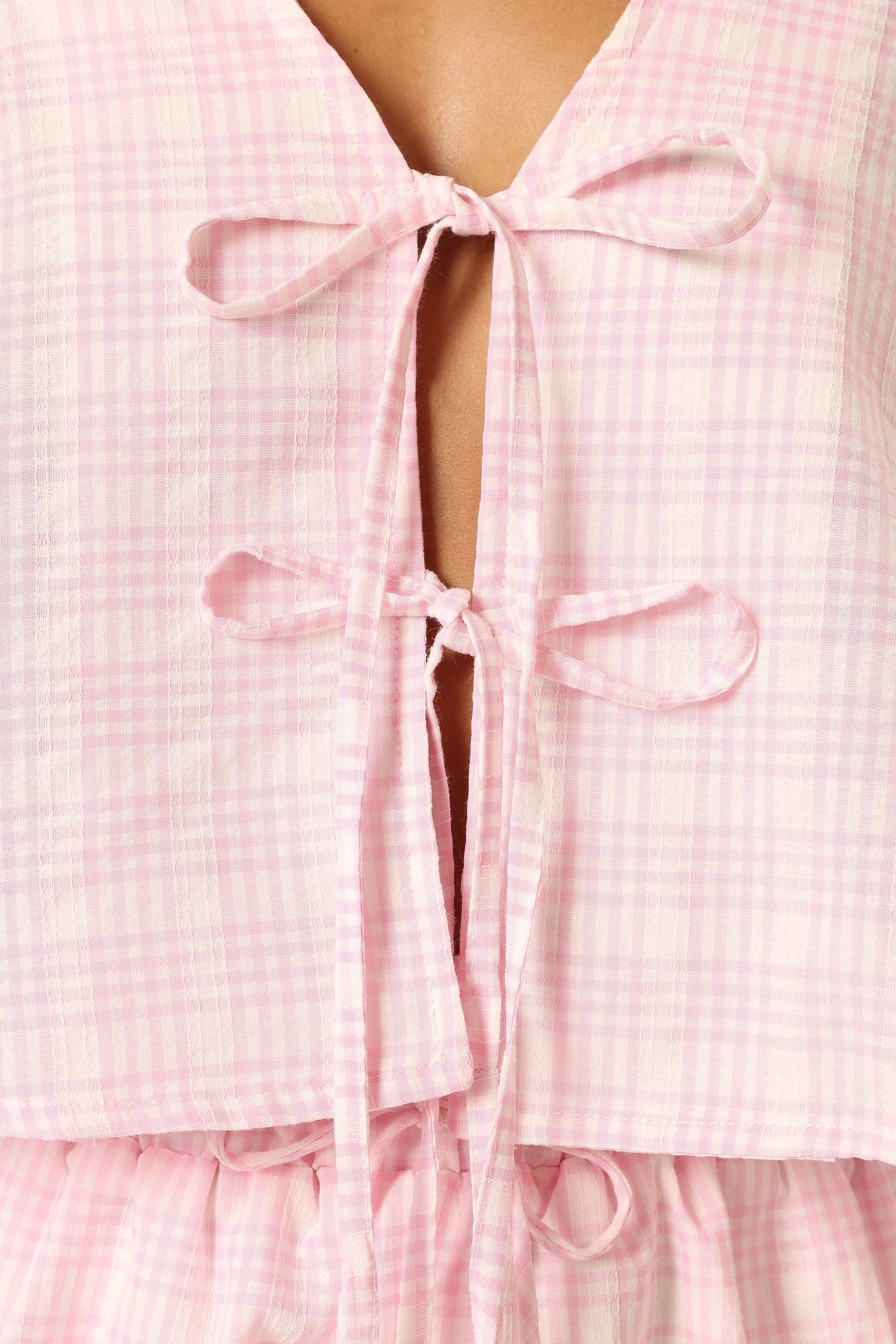 Women's Pink Hanna Short Set - V-Neck Cropped Top & Drawstring Shorts