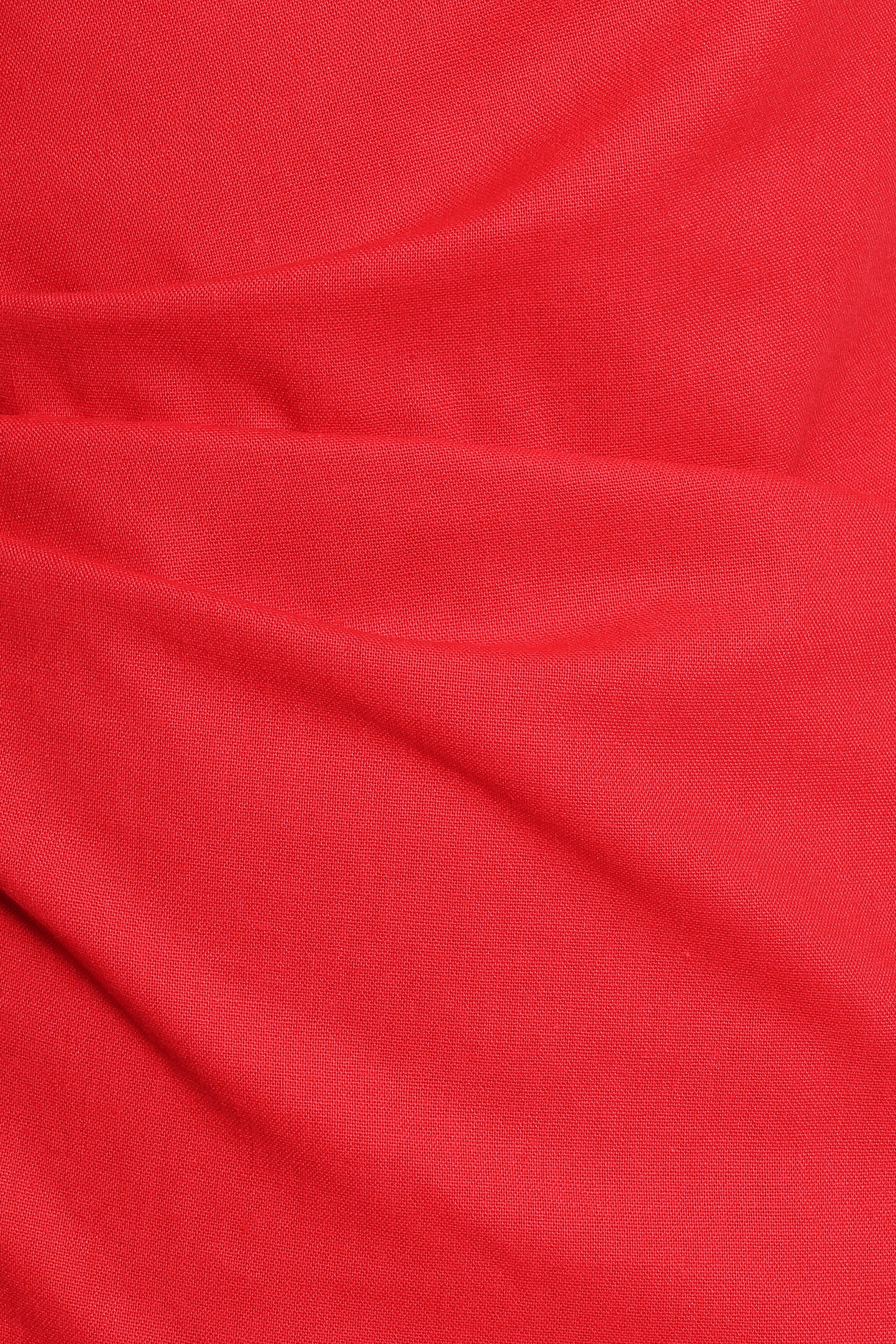 Red Square Neck Maxi Dress - Caterina Faux Wrap Summer Dress