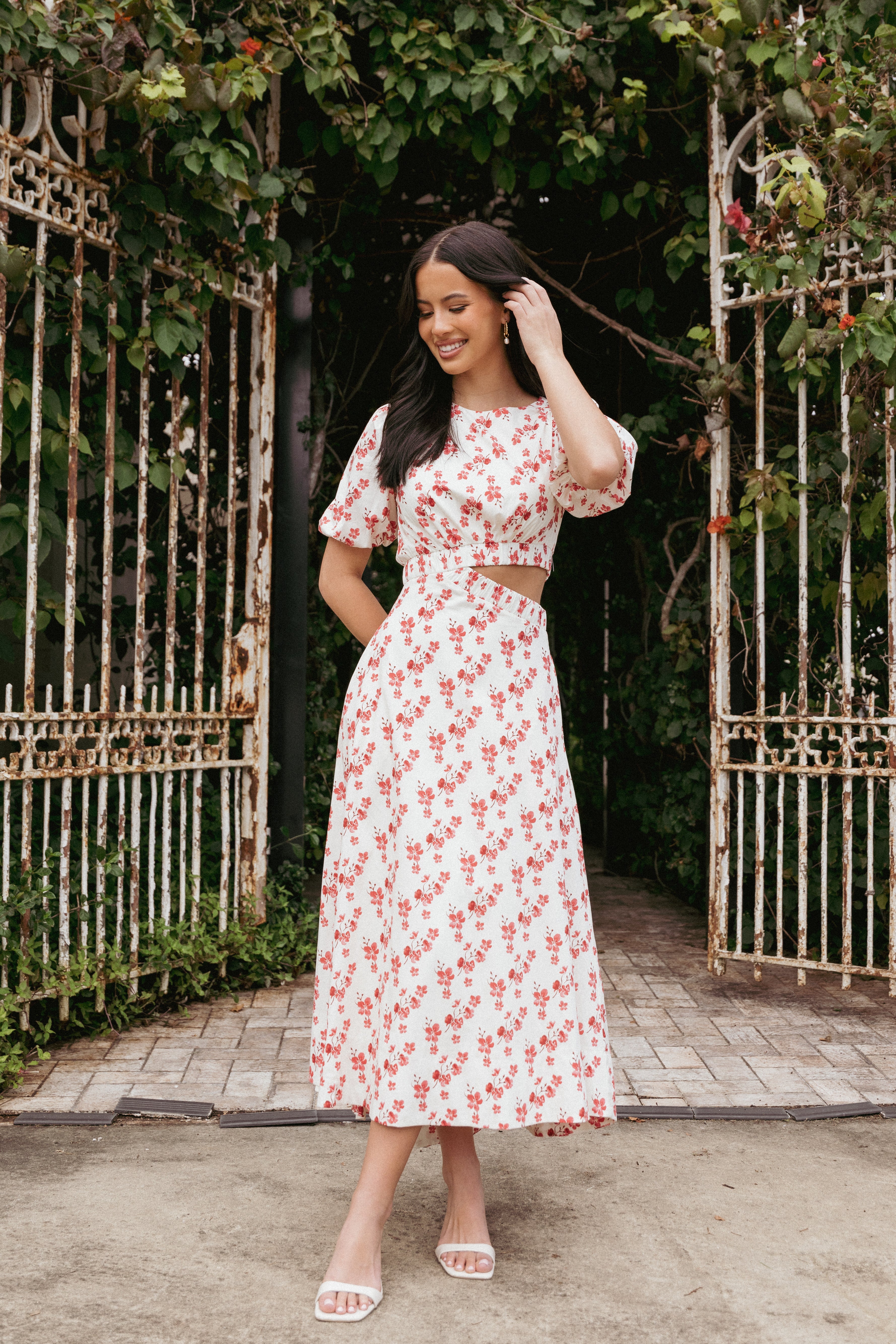 Aminah Floral Puff Sleeve Maxi Dress with Pockets