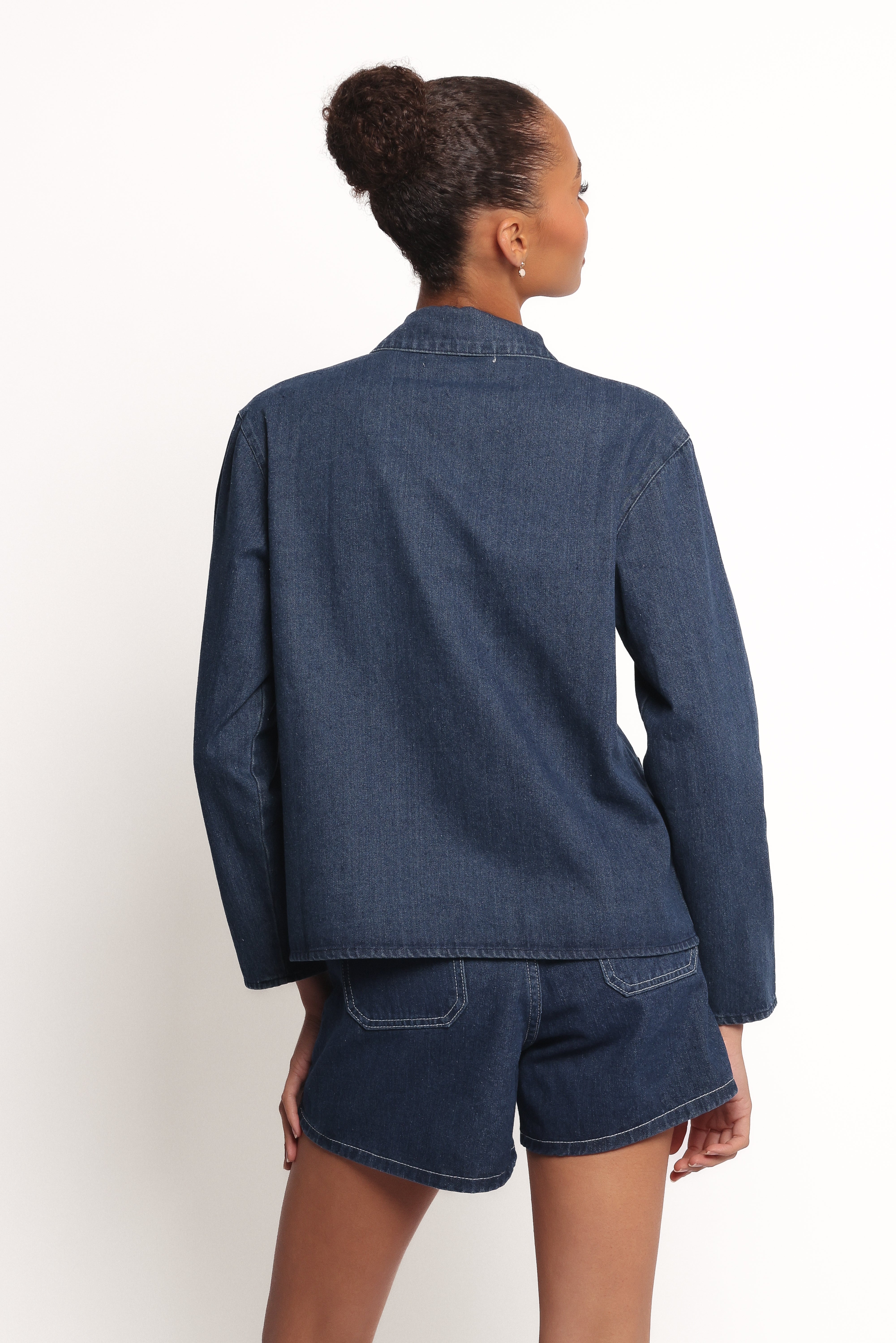Avon Denim Shacket with Bow Front & Tie Detail