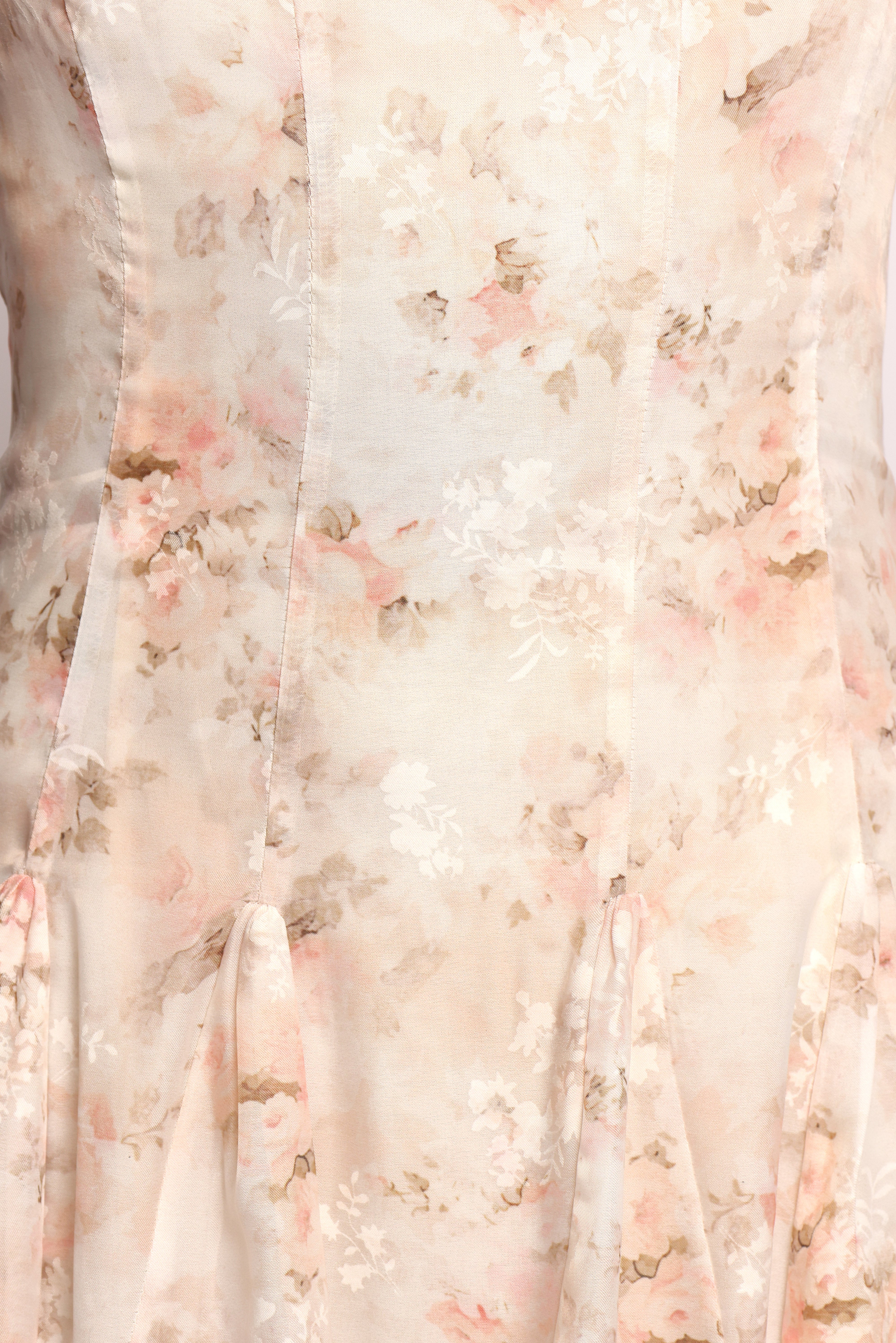 Petra Floral Midi Dress with Square Neckline - Cream