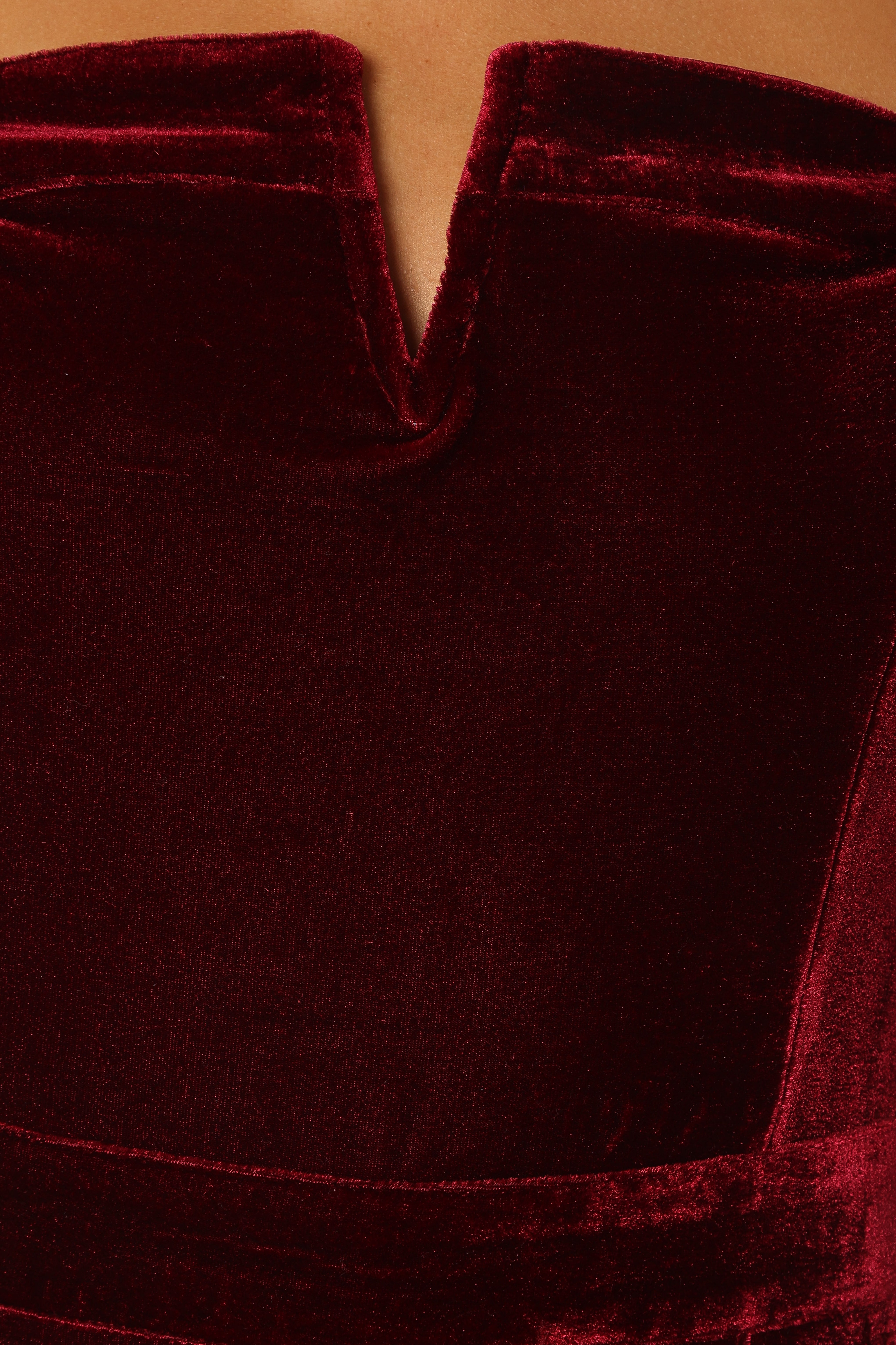 Lexie Burgundy Velvet Jumpsuit - V-Neck Wide Leg Style