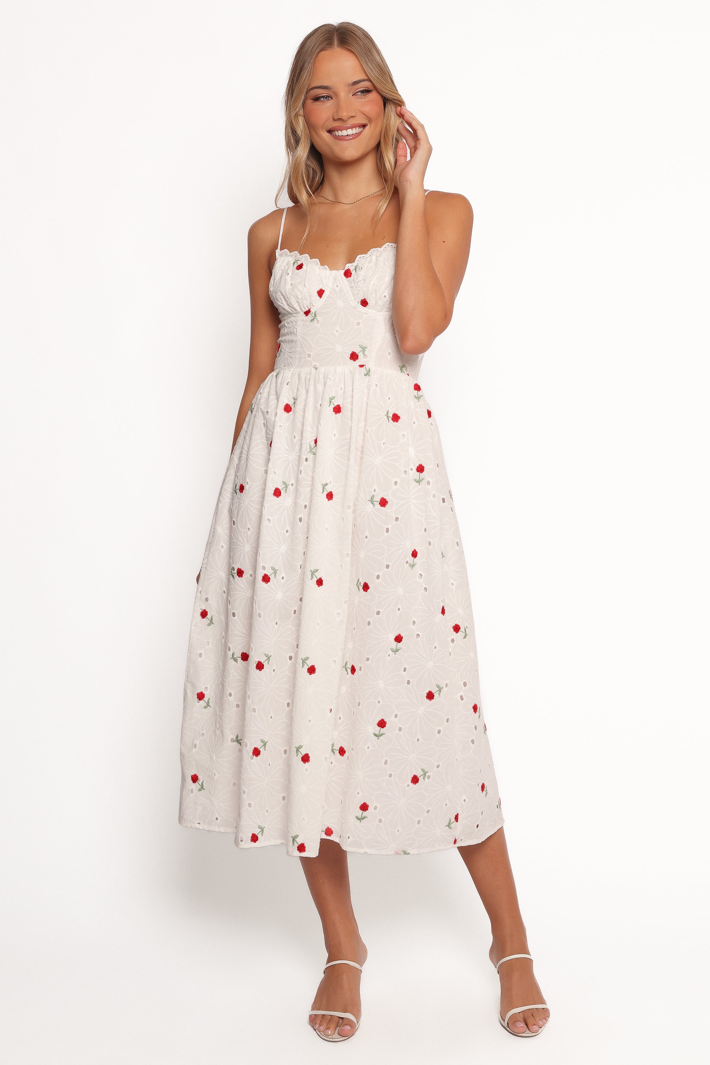 Floral Cotton Maxi Dress with V Neck & Adjustable Straps - Paloma