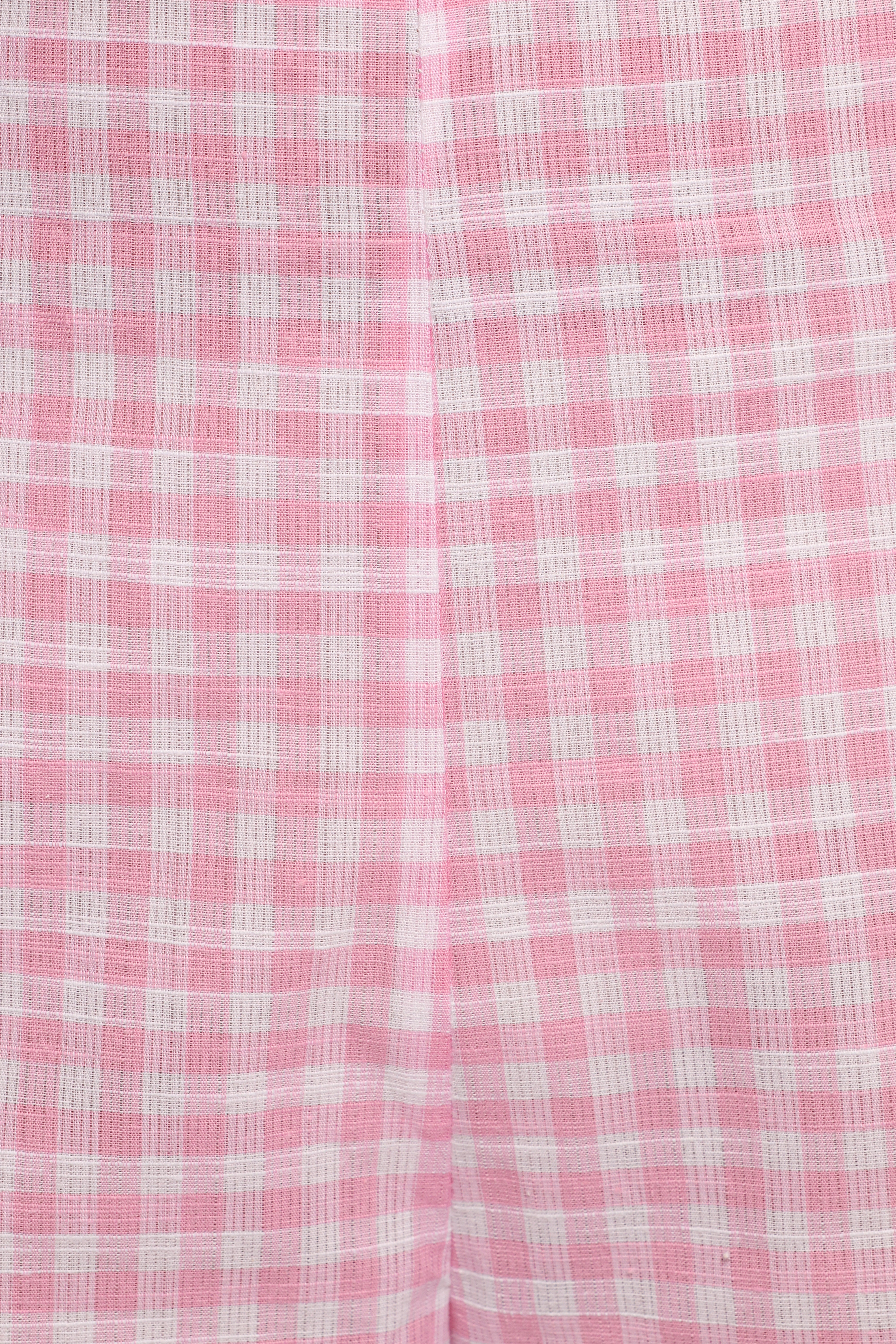 Devlin High Waisted Cotton Wide Leg Pants - Pink Gingham