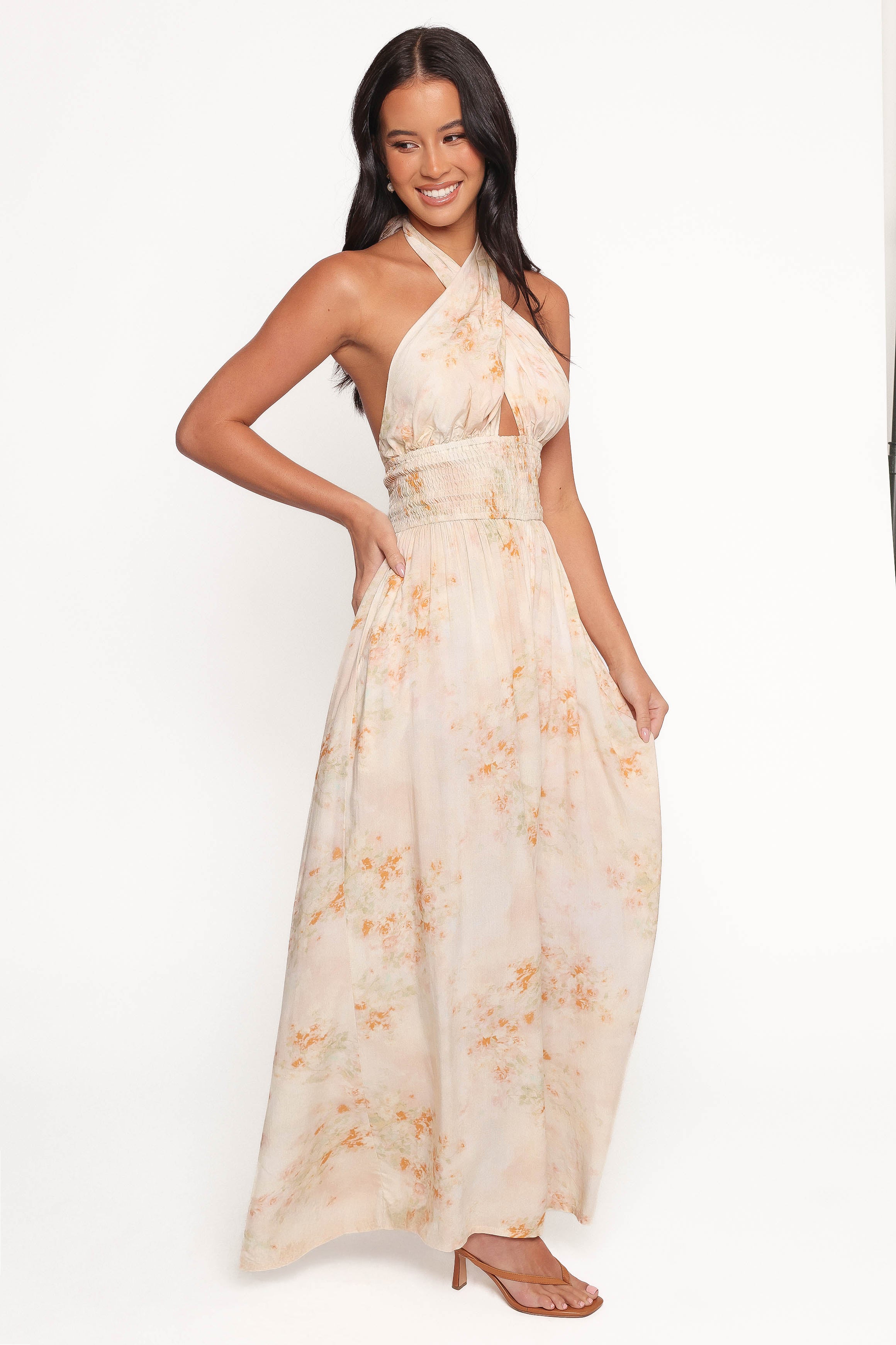 Lunaria Floral Halterneck Jumpsuit - Rayon Wide Leg with Pockets