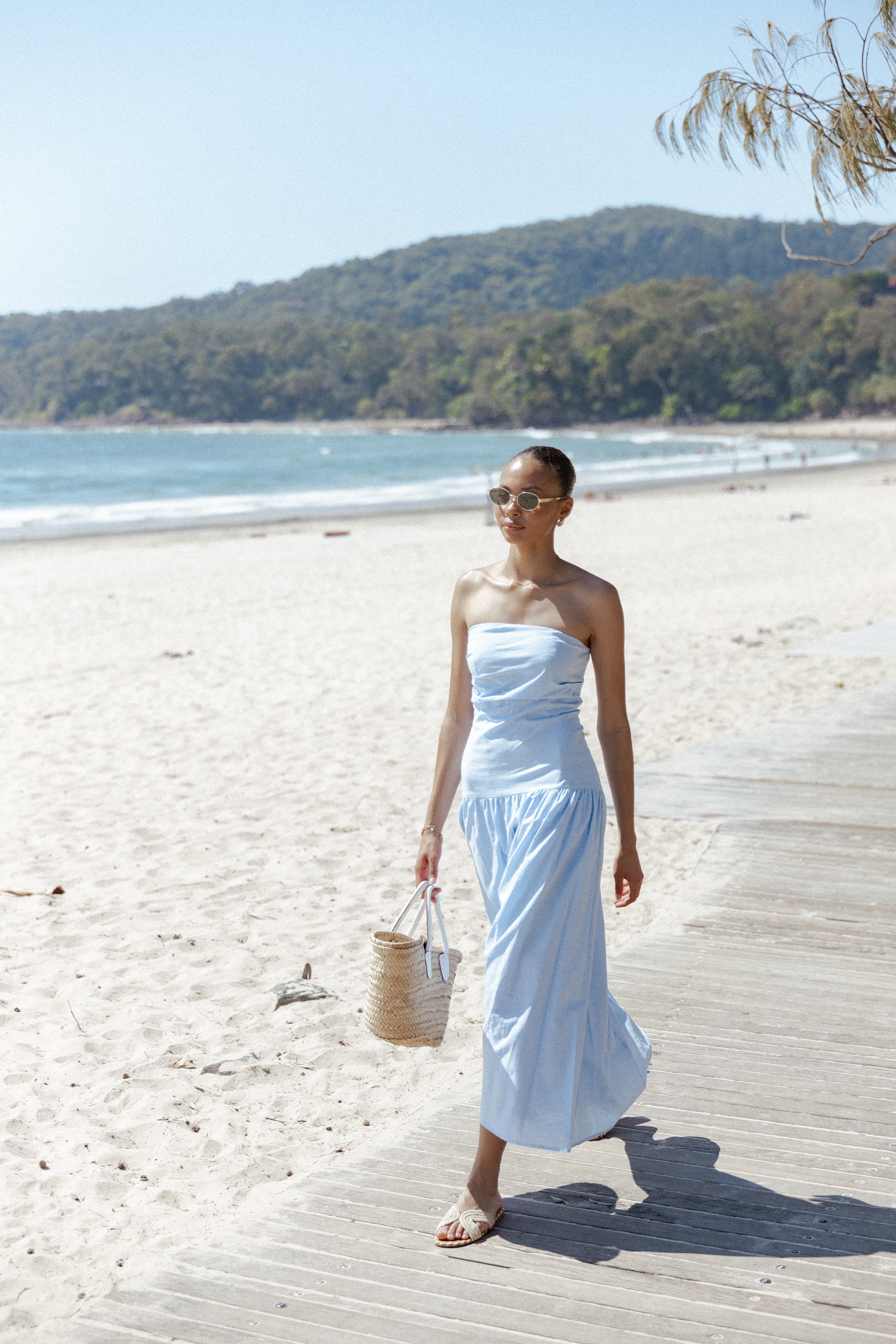 Strapless Maxi Dress - Cornflower Blue A-Line Summer Dress