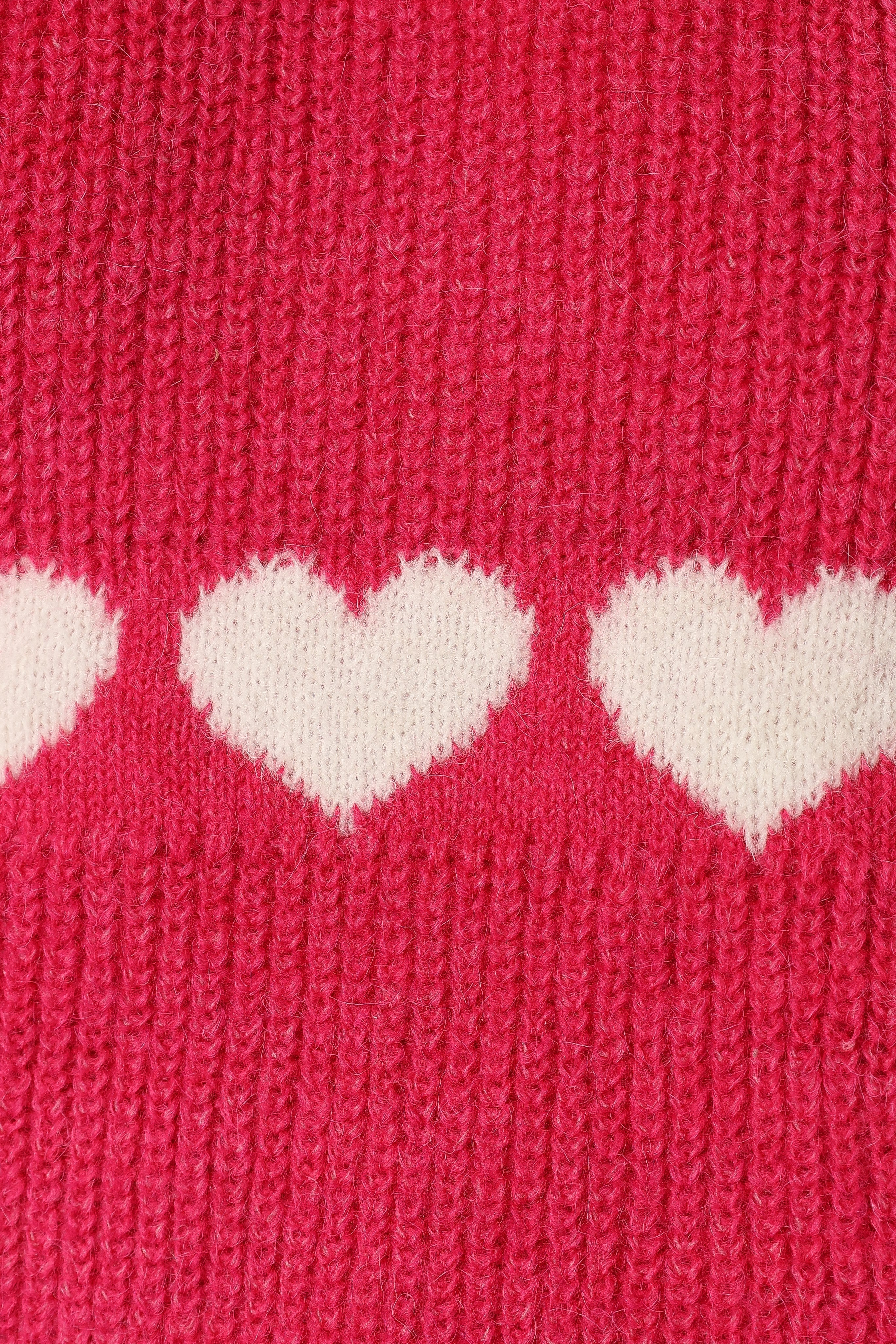 Women's Fuchsia White Heart Stripe Knit Sweater - Dakotah Cozy Pullover