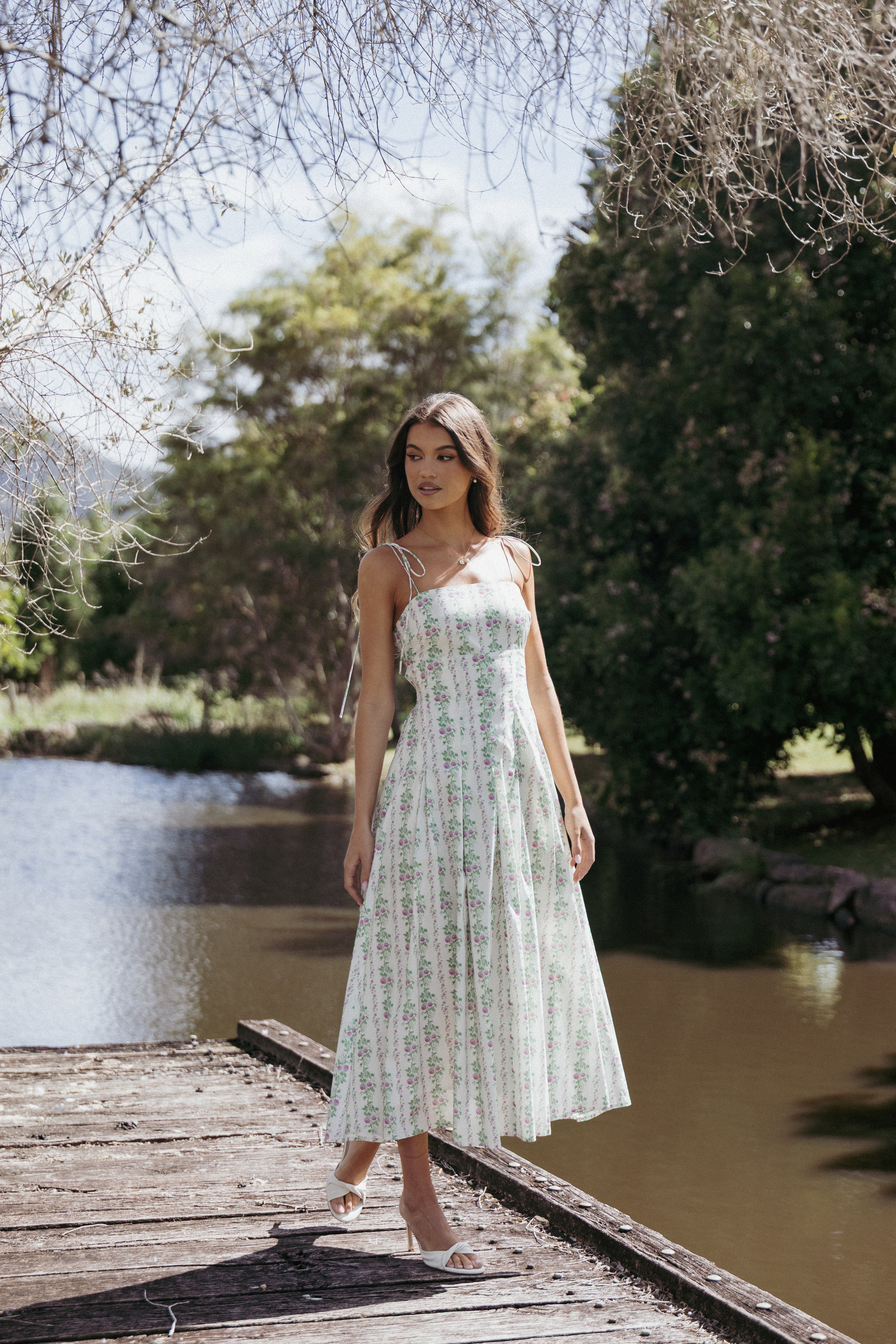 Emory Square Neck Maxi Dress in Cream - Rayon Summer Dress